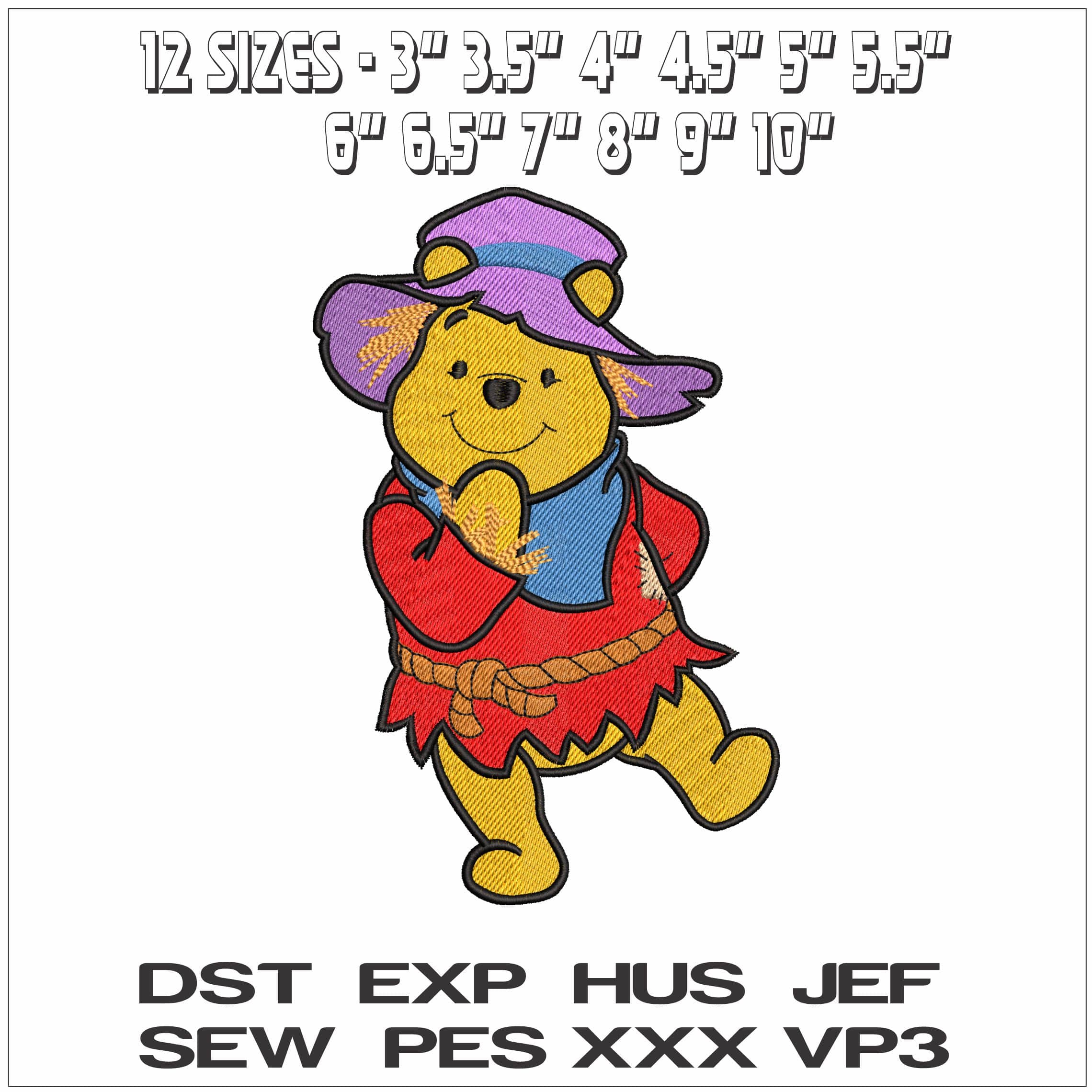 Winnie the Pooh Scarecrow- Elegant embroidery design file - instant download — view 2
