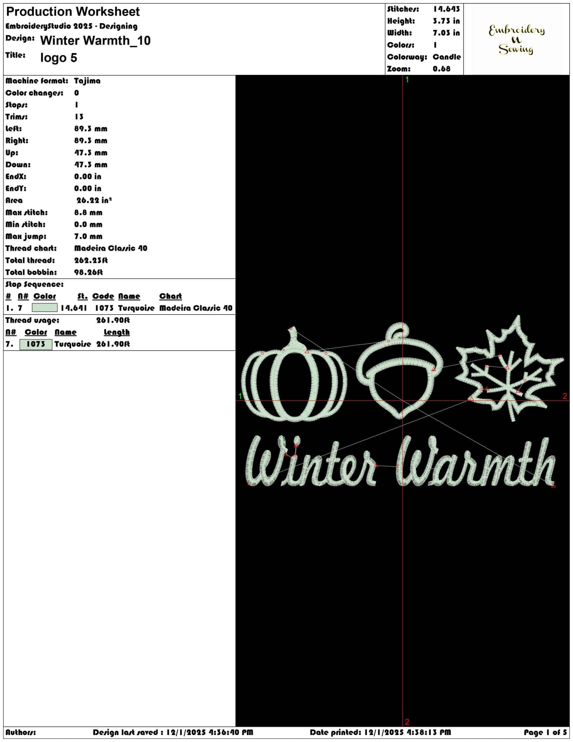 Winter Warmth- Elegant embroidery design file - instant download — view 3