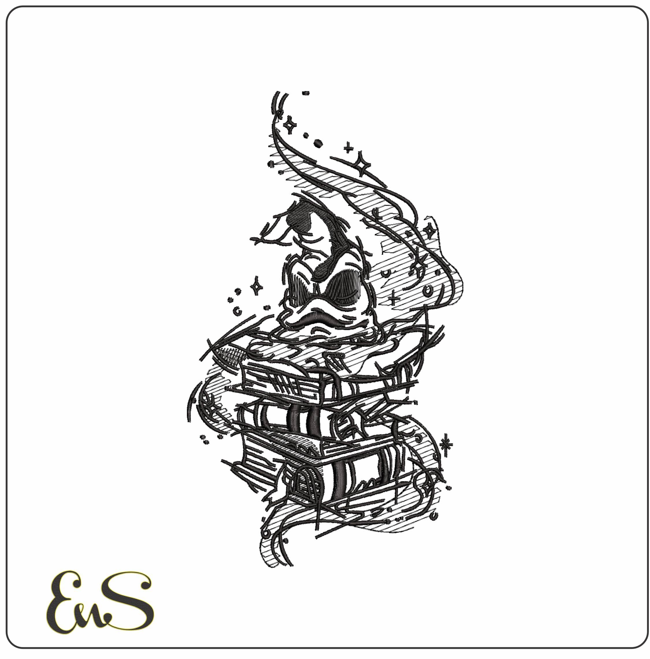 Wizard Hat on Spell Books- Elegant embroidery design file - instant download