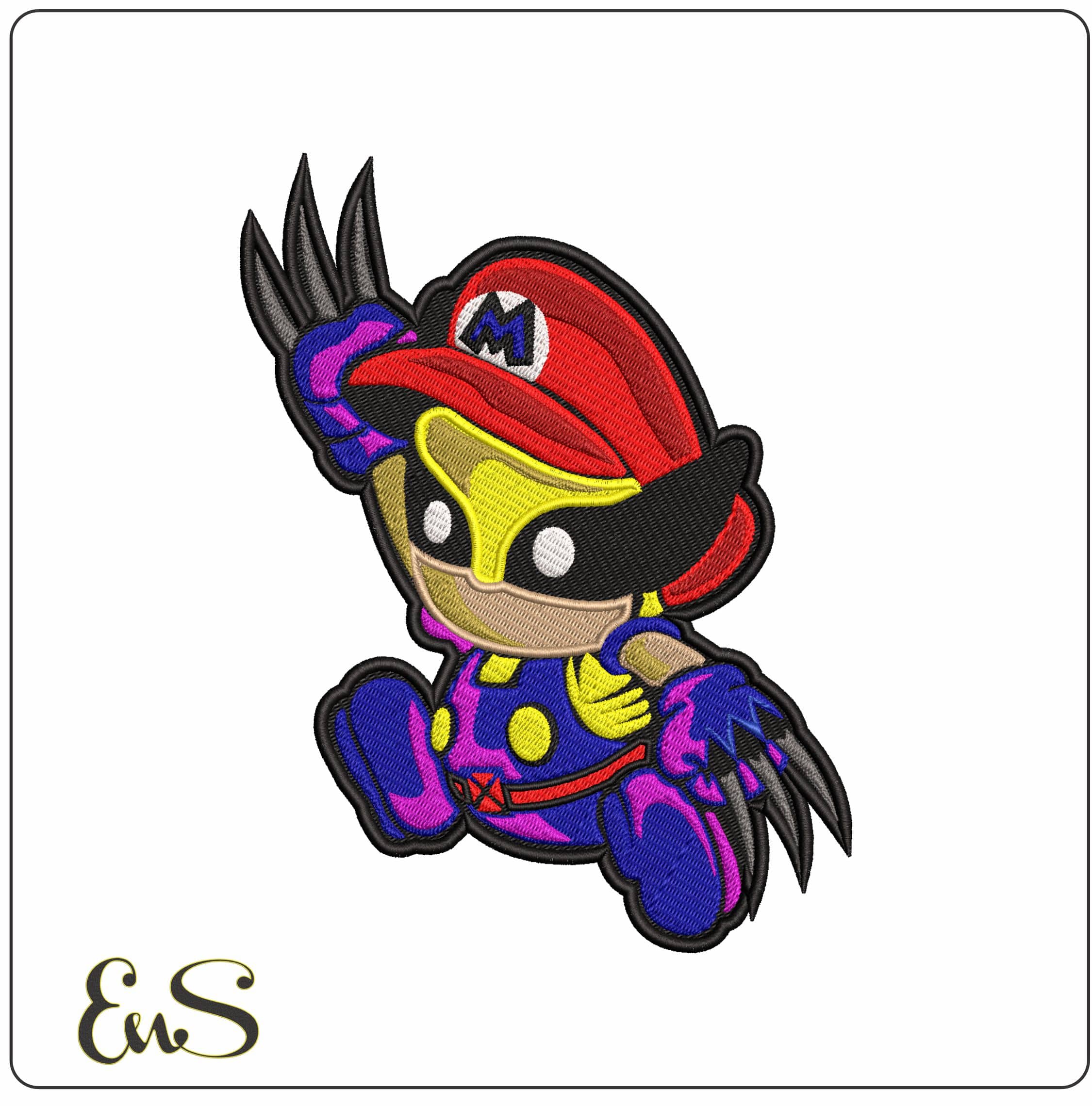 Wolverine Mario Super Mario- Elegant embroidery design file - instant download