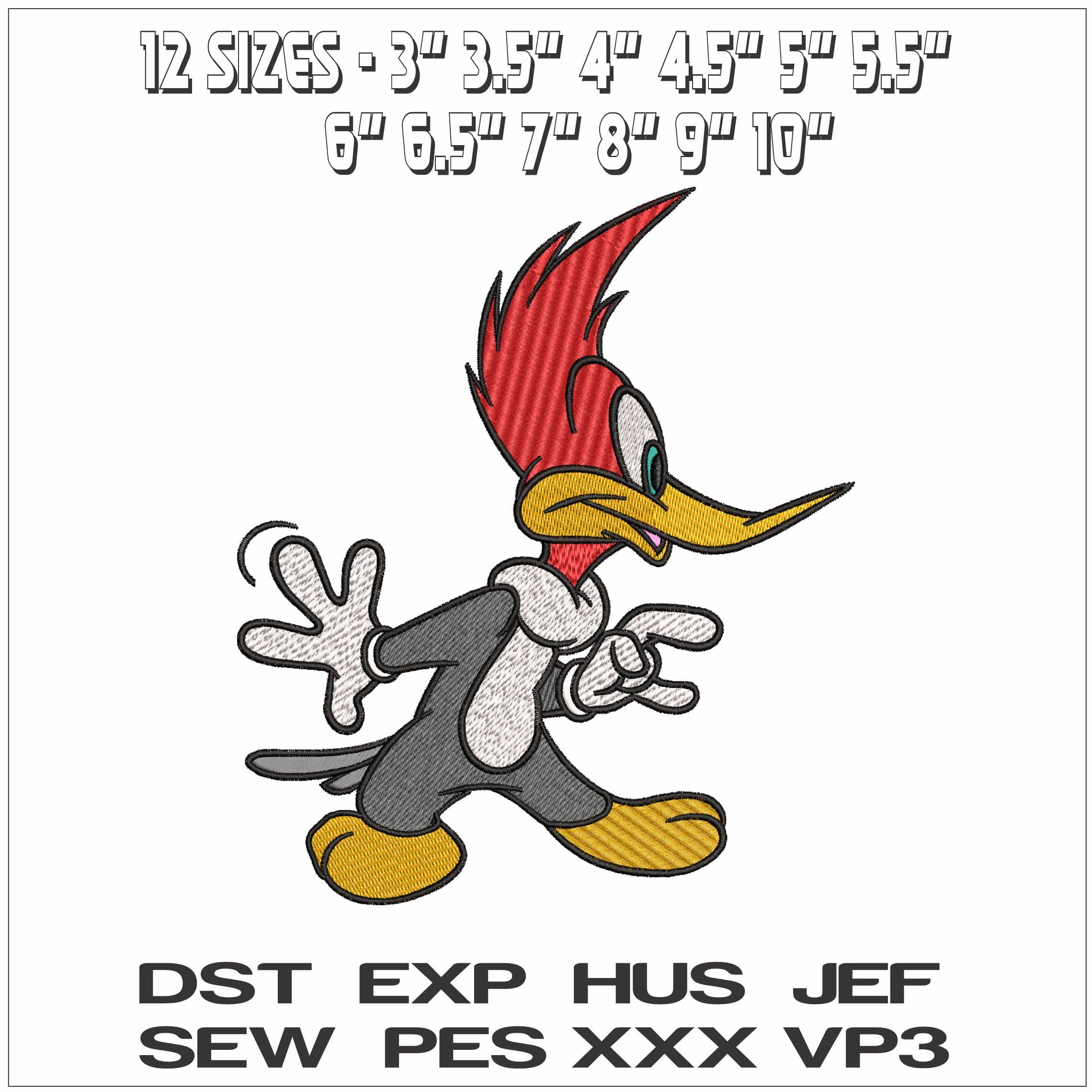 Woody Woodpecker- Elegant embroidery design file - instant download — view 2