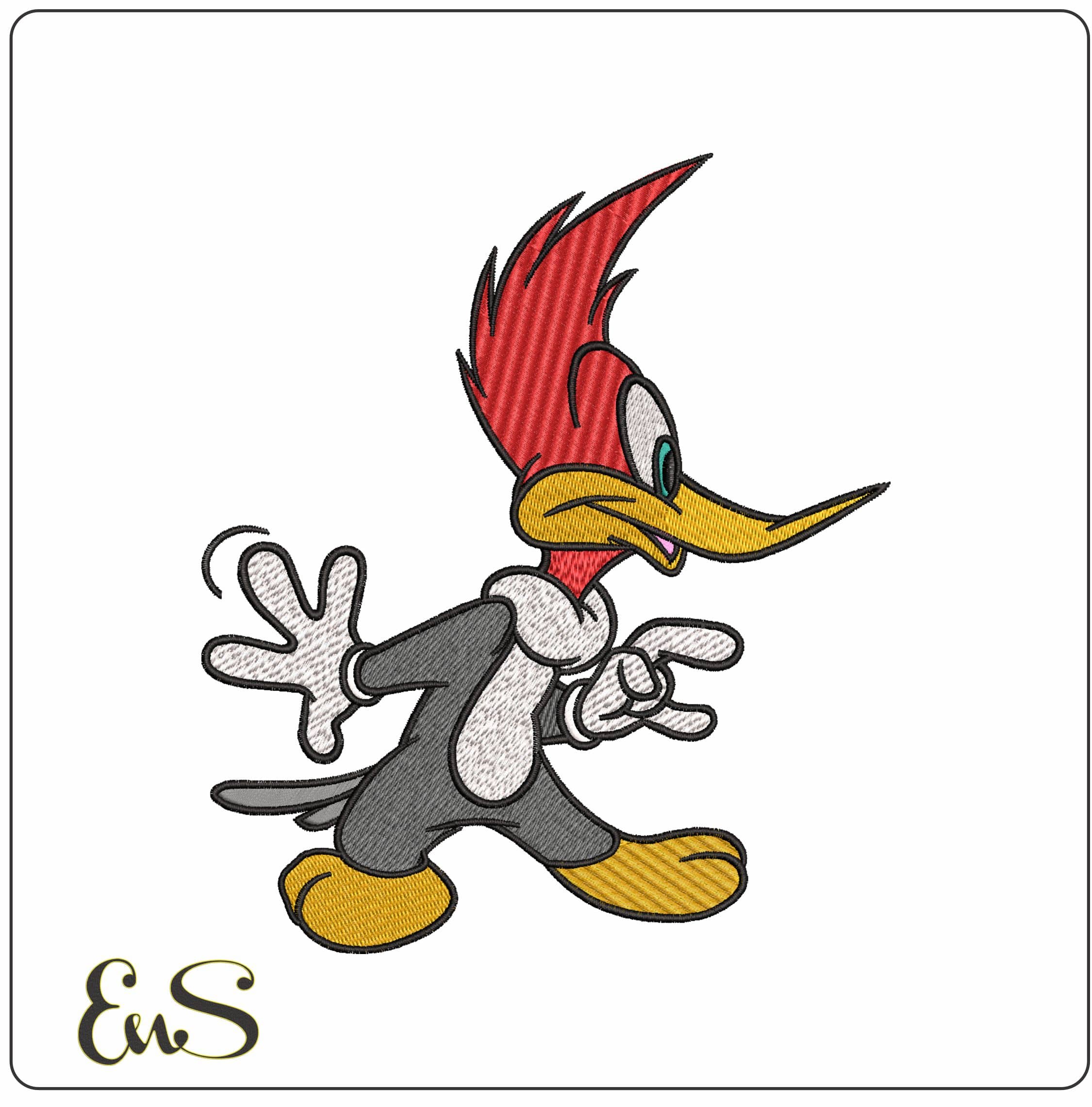 Woody Woodpecker- Elegant embroidery design file - instant download