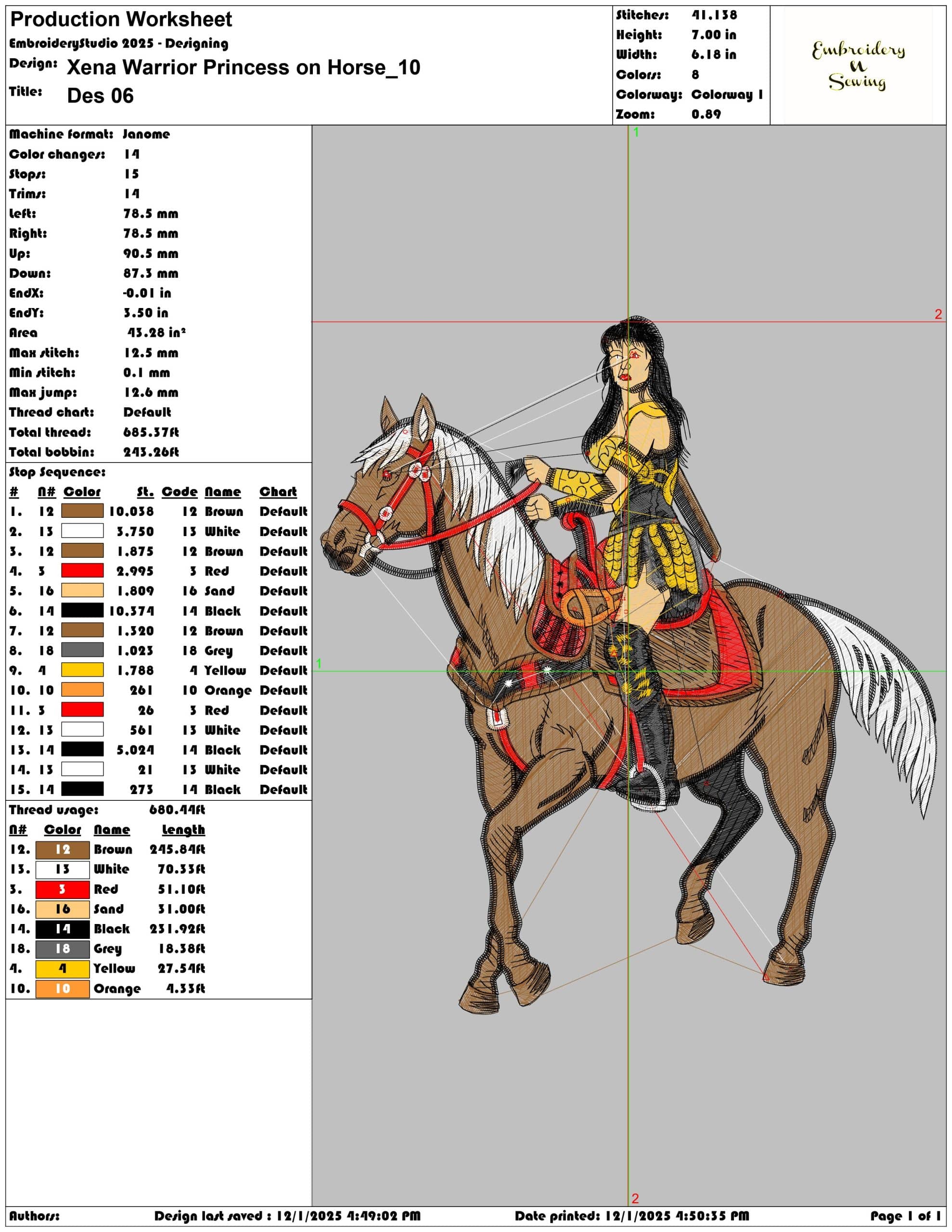 Xena Warrior Princess on Horse- Elegant embroidery design file - instant download — view 3