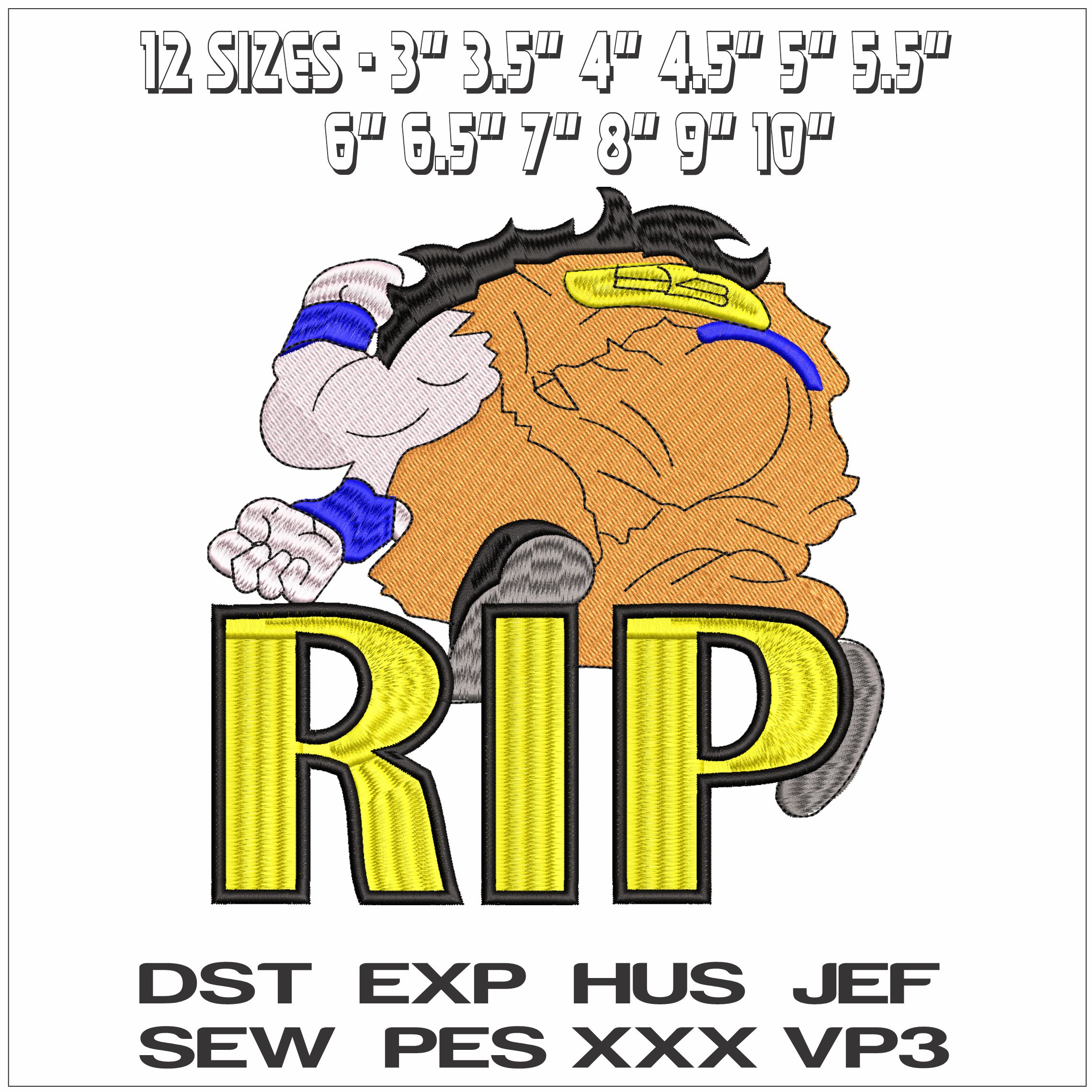 Yamcha Dead RIP Dragon Ball Anime- Elegant embroidery design file - instant download — view 2