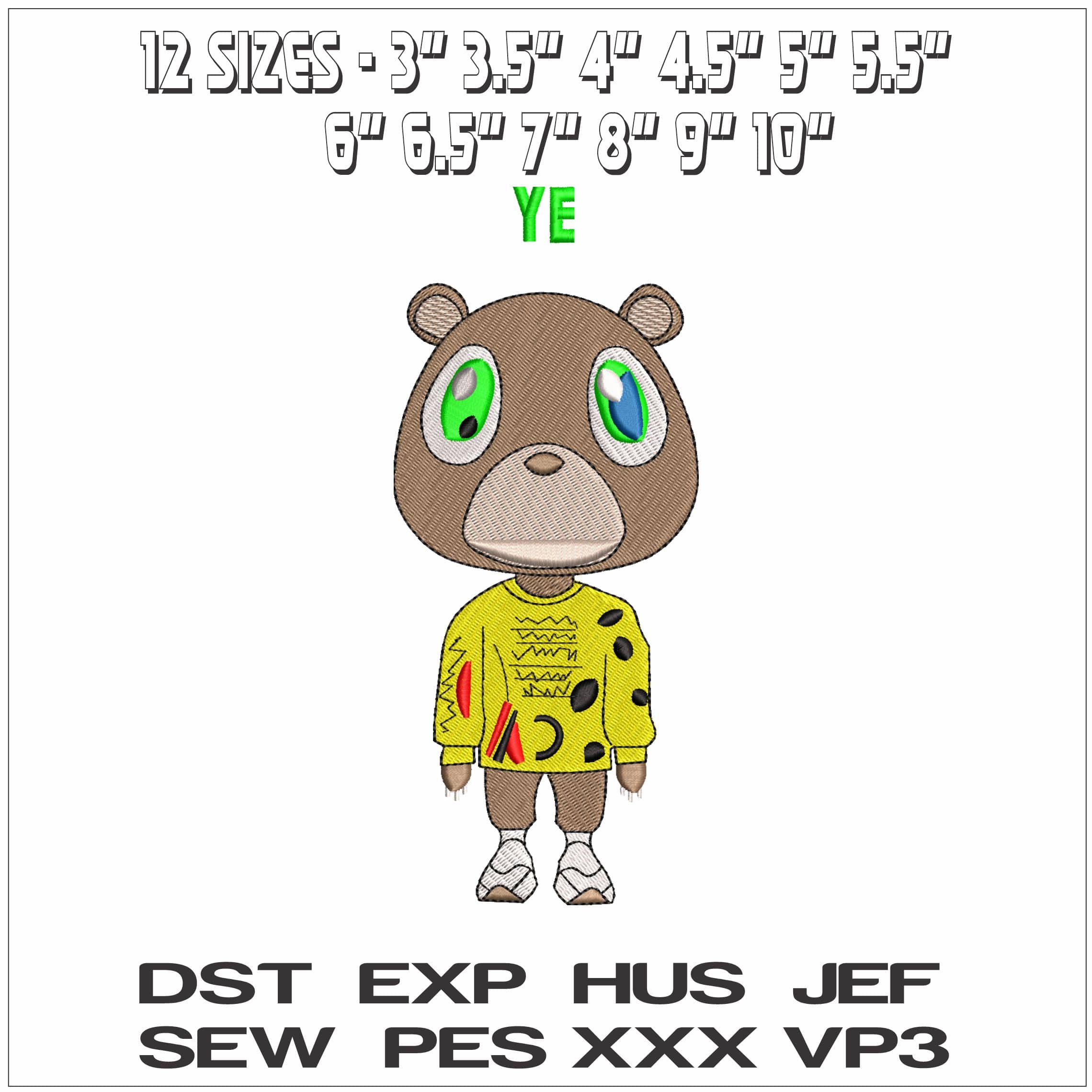 Ye Kanye West Yeeze Designs- Elegant embroidery design file - instant download — view 2