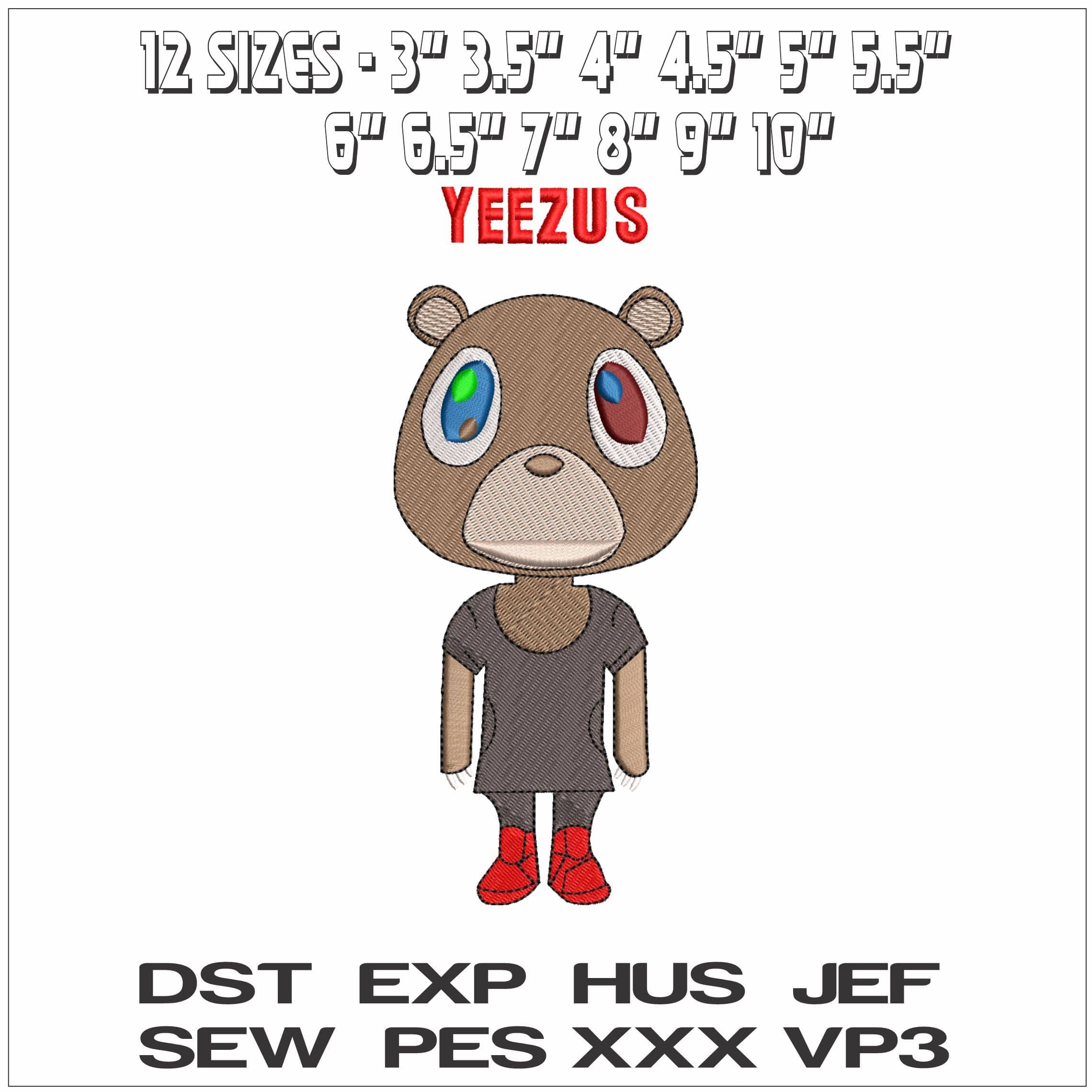 Yeezus Kanye West Yeeze Designs- Elegant embroidery design file - instant download — view 2