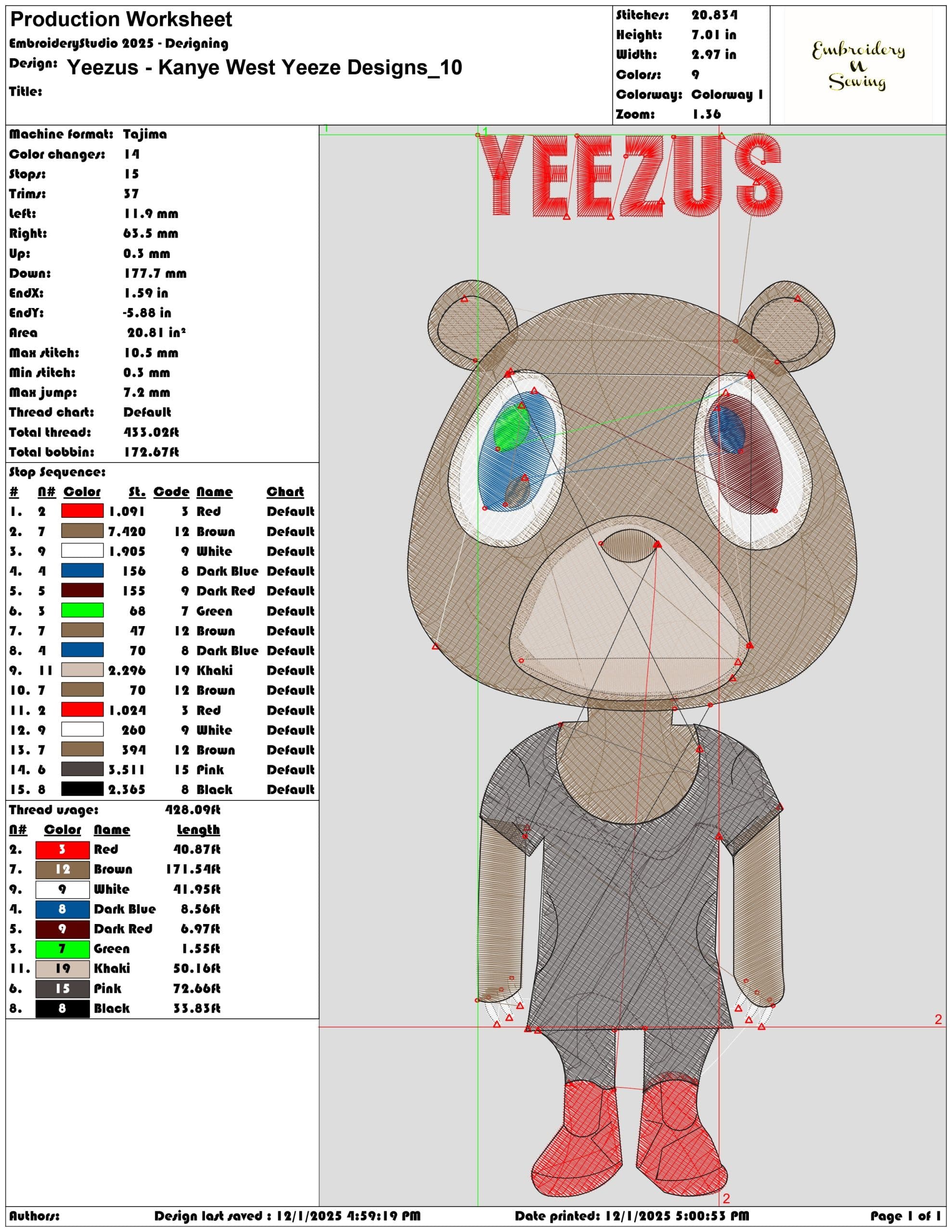 Yeezus Kanye West Yeeze Designs- Elegant embroidery design file - instant download — view 3
