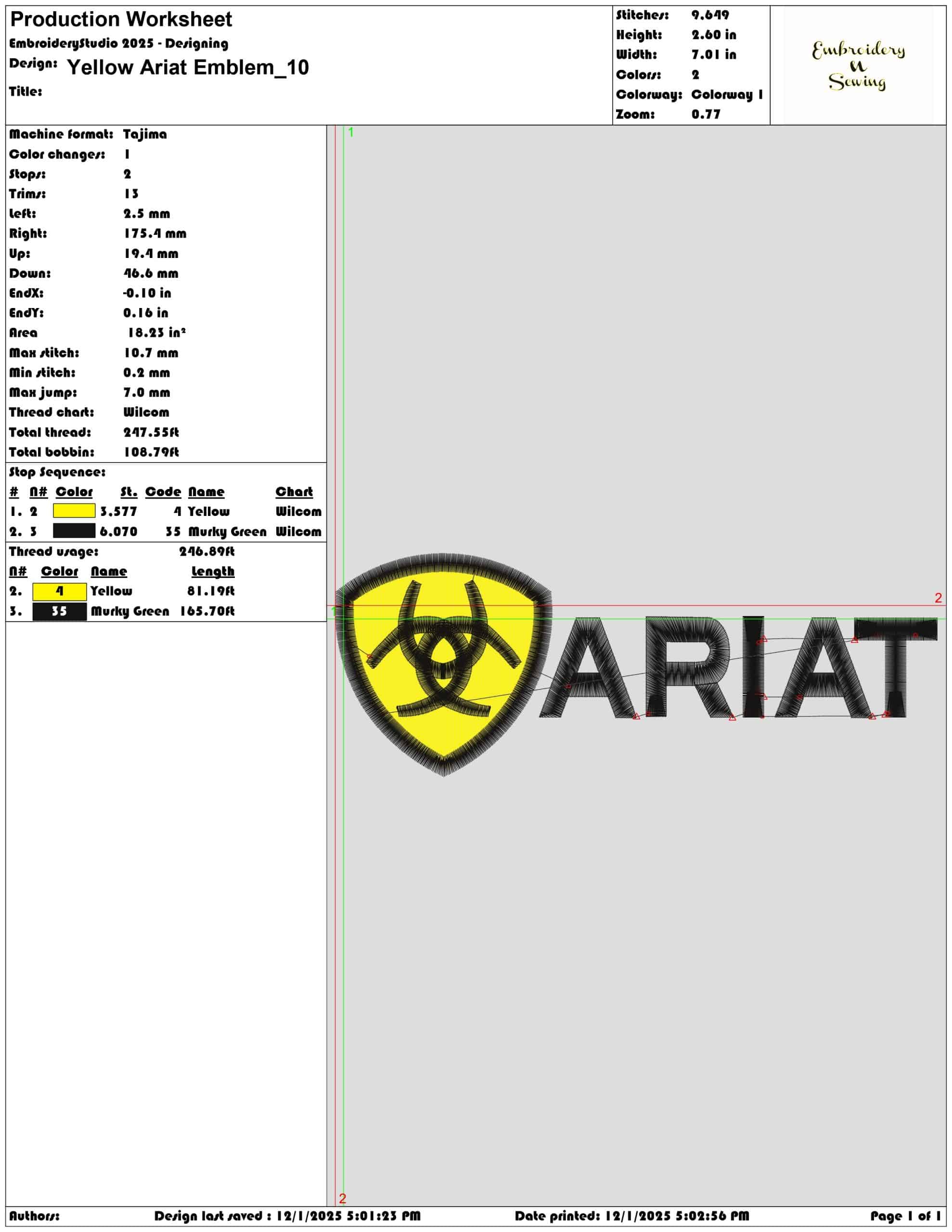 Yellow Ariat Emblem- Elegant embroidery design file - instant download — view 3