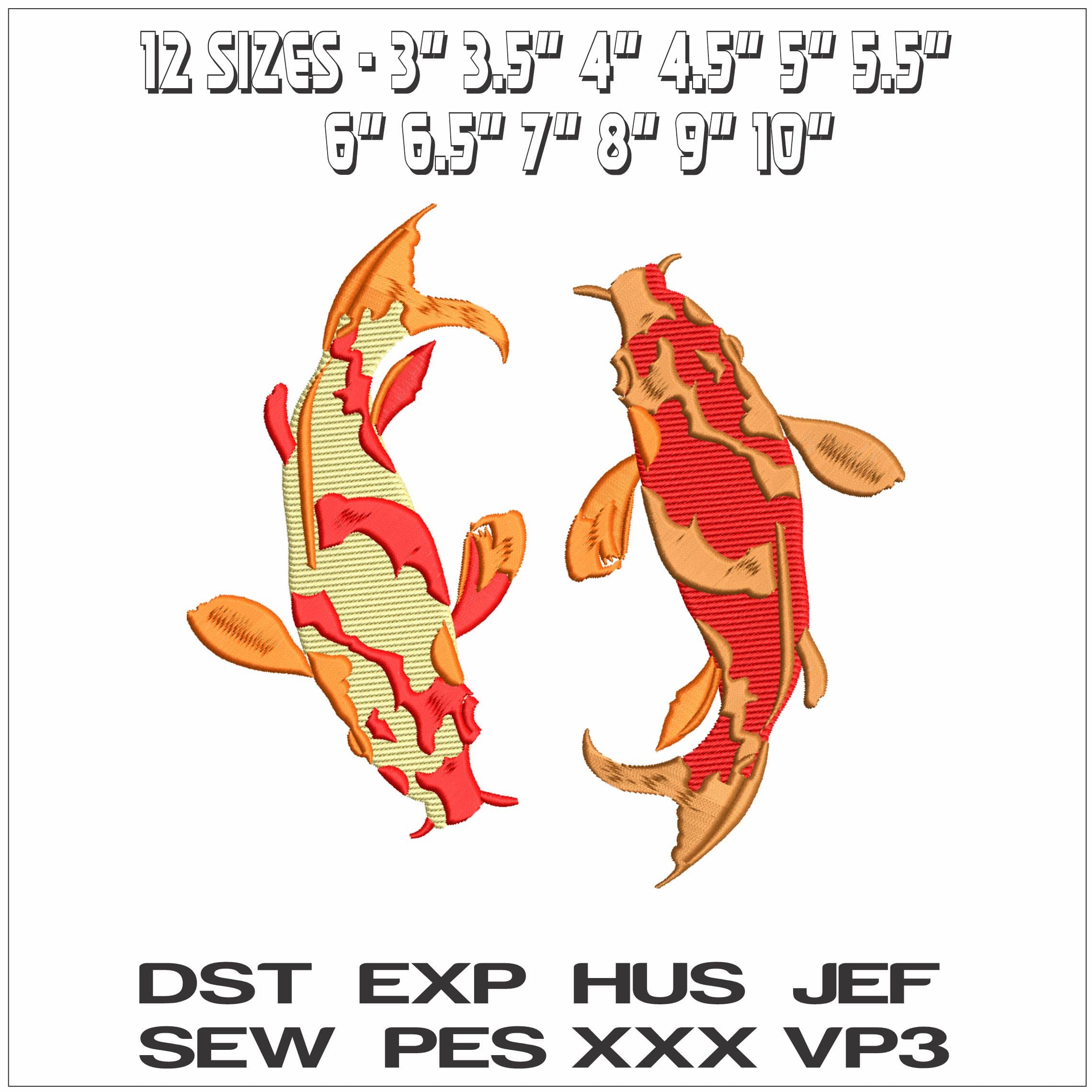 Ying Yang Koi- Elegant embroidery design file - instant download — view 2