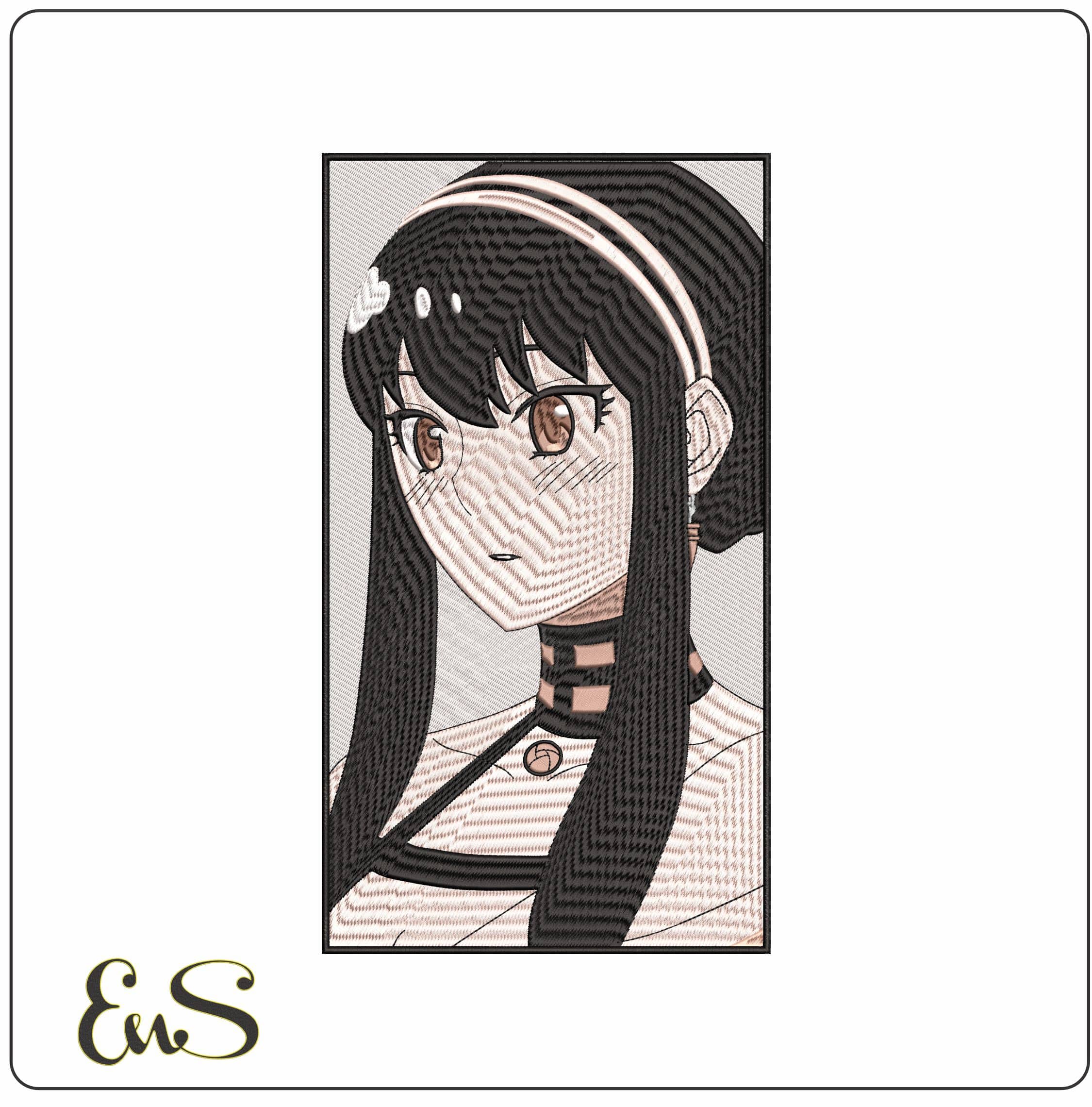 Yor Forger Spy X Family Anime- Elegant embroidery design file - instant download