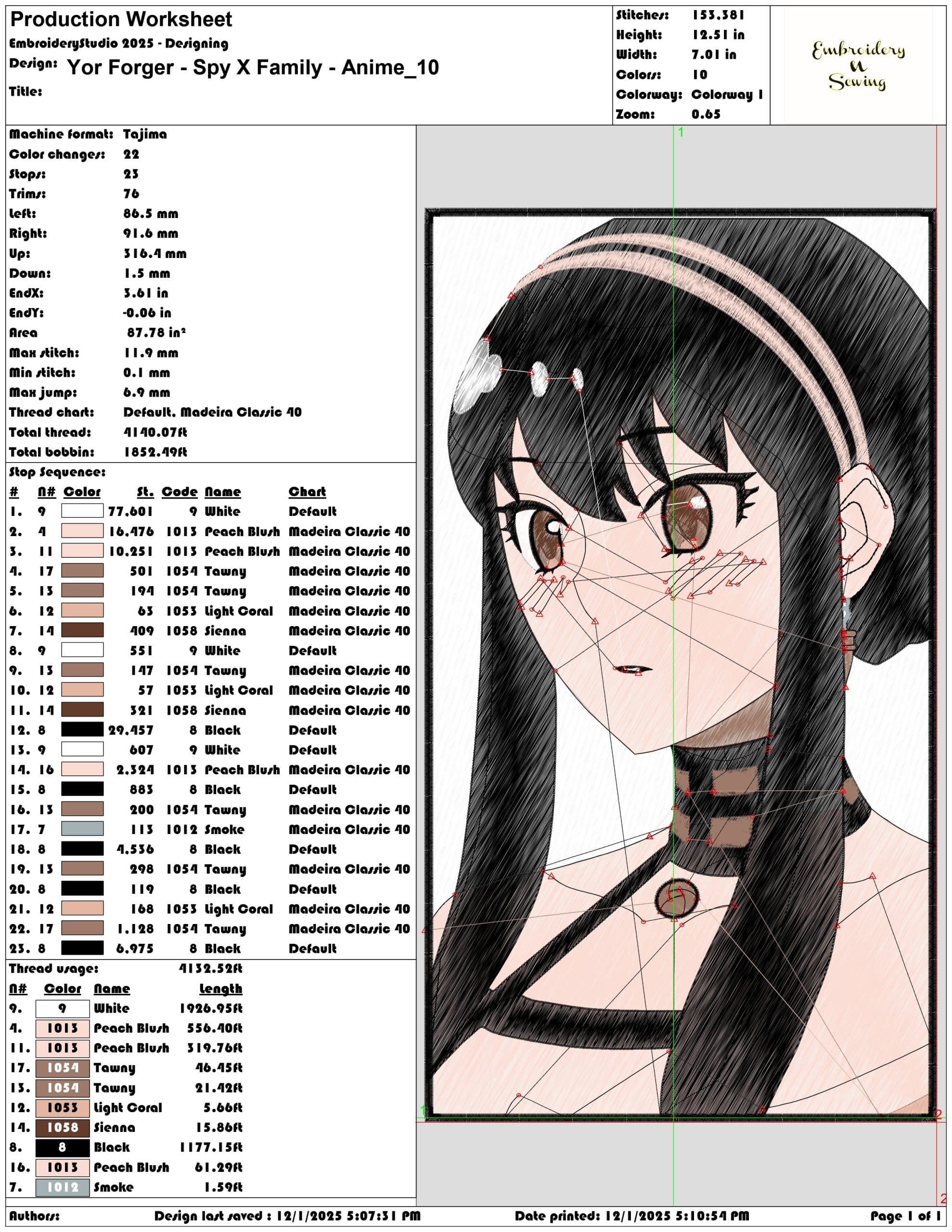 Yor Forger Spy X Family Anime- Elegant embroidery design file - instant download — view 3