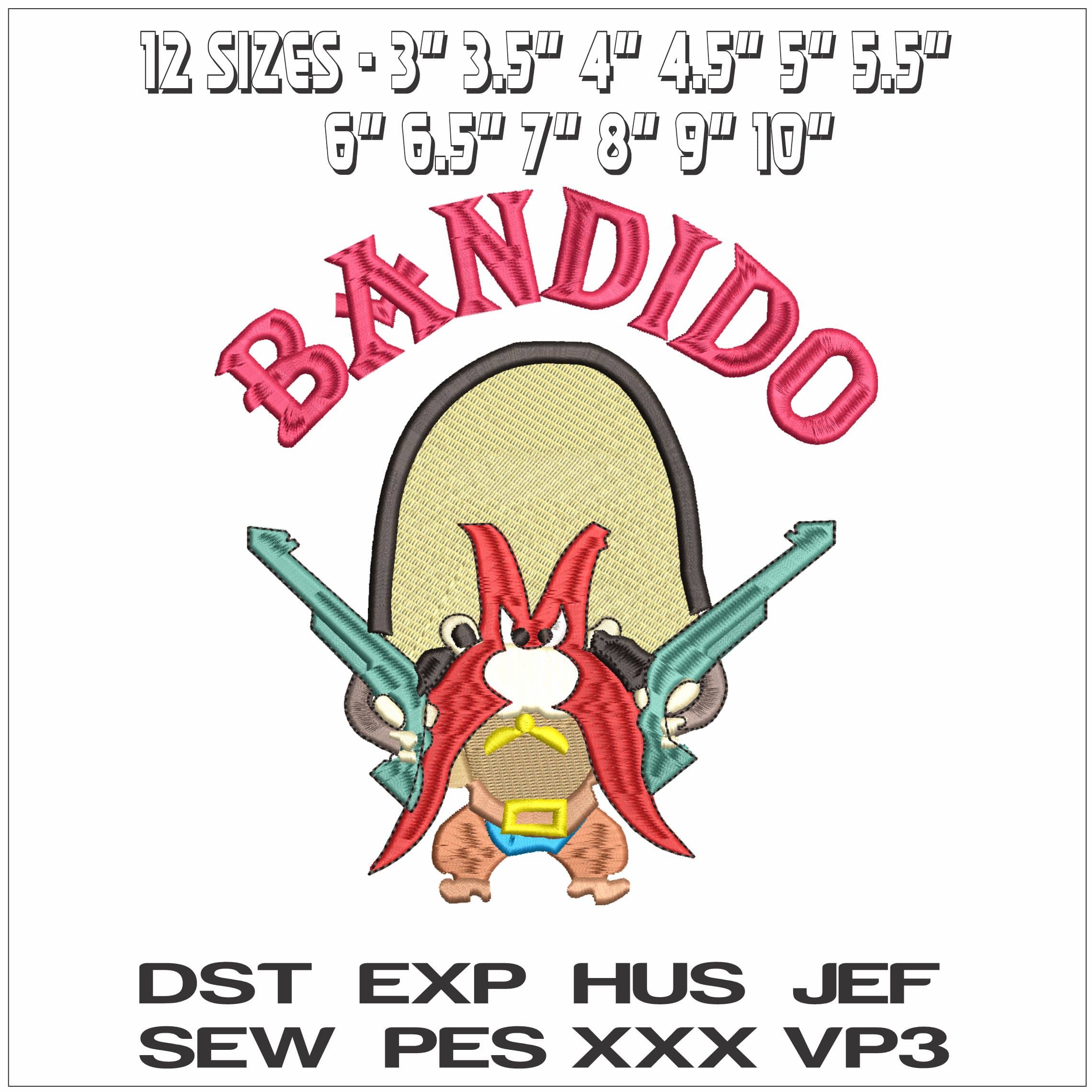 Yosemite Same Bandido Loony Tunes- Elegant embroidery design file - instant download — view 2