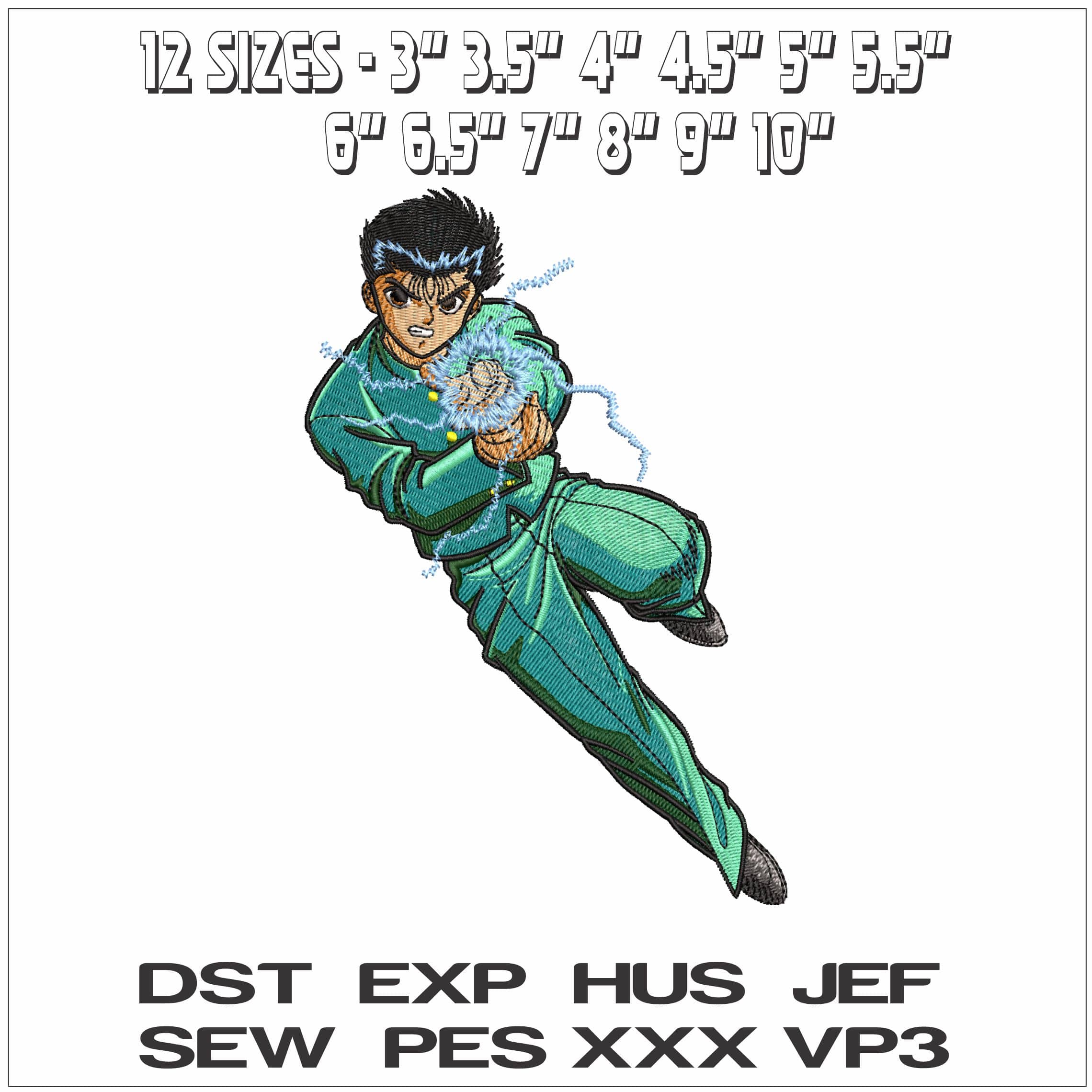 Yussuke Urameshi No Japanese YuYu Hakusho Anime- Elegant embroidery design file - instant download — view 2