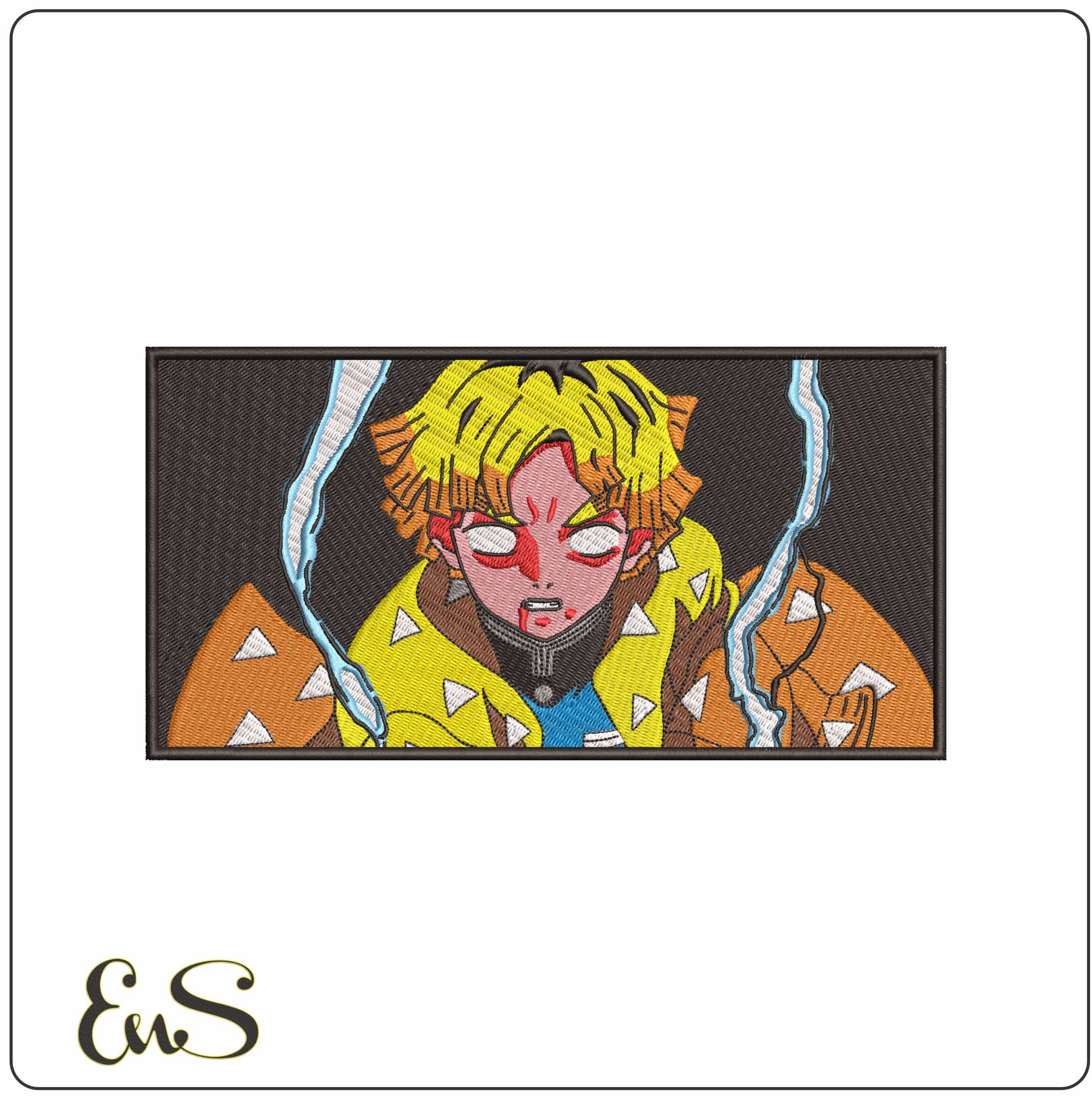 Zenitsu Agatsuma Demon Slayer Anime- Elegant embroidery design file - instant download
