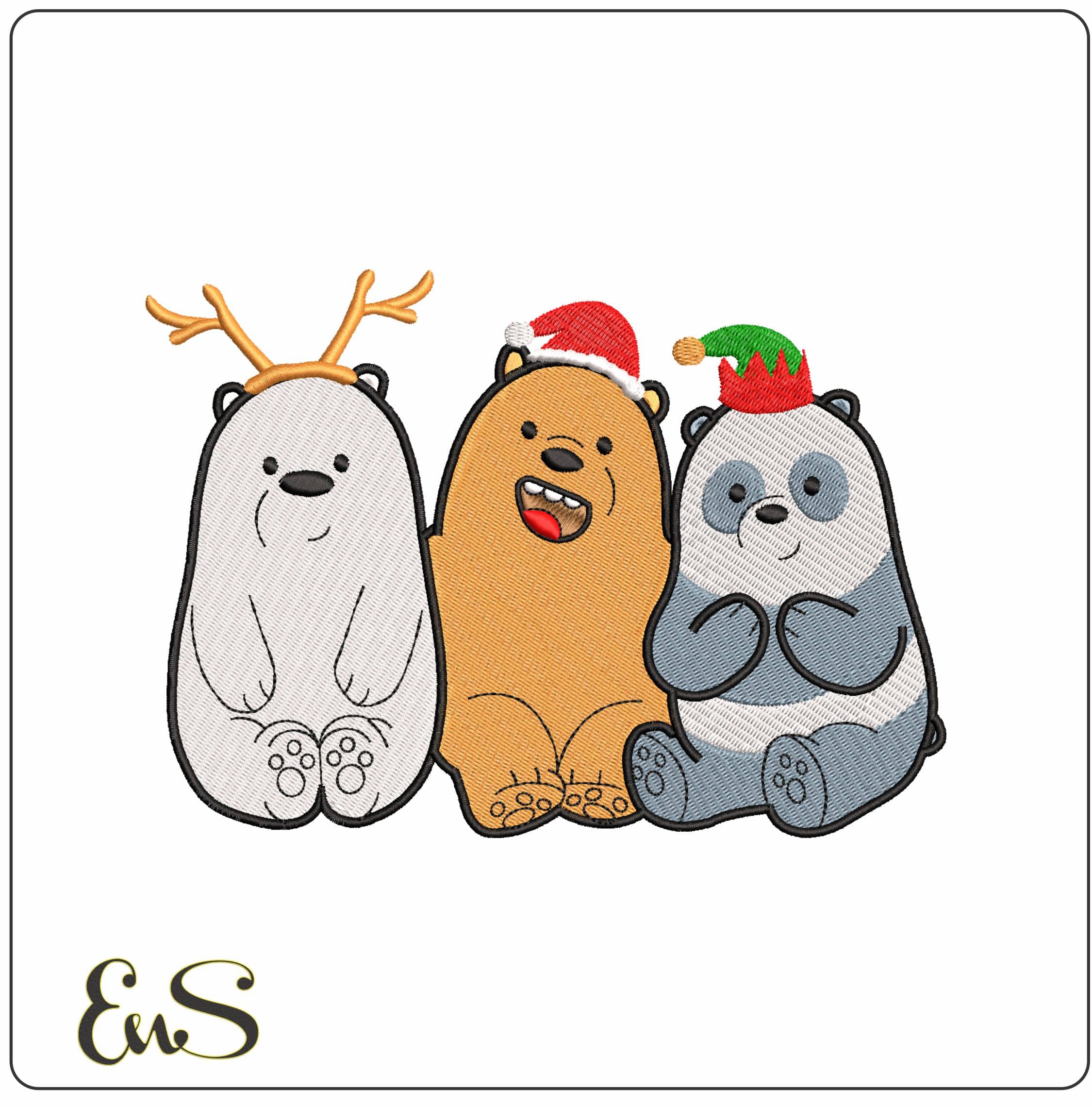 Christmas Bear- Elegant embroidery design file - instant download