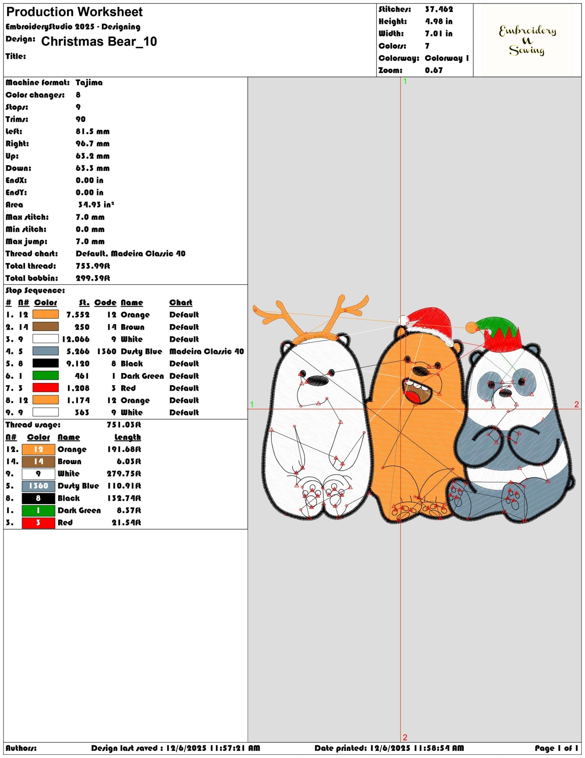 Christmas Bear- Elegant embroidery design file - instant download — view 3