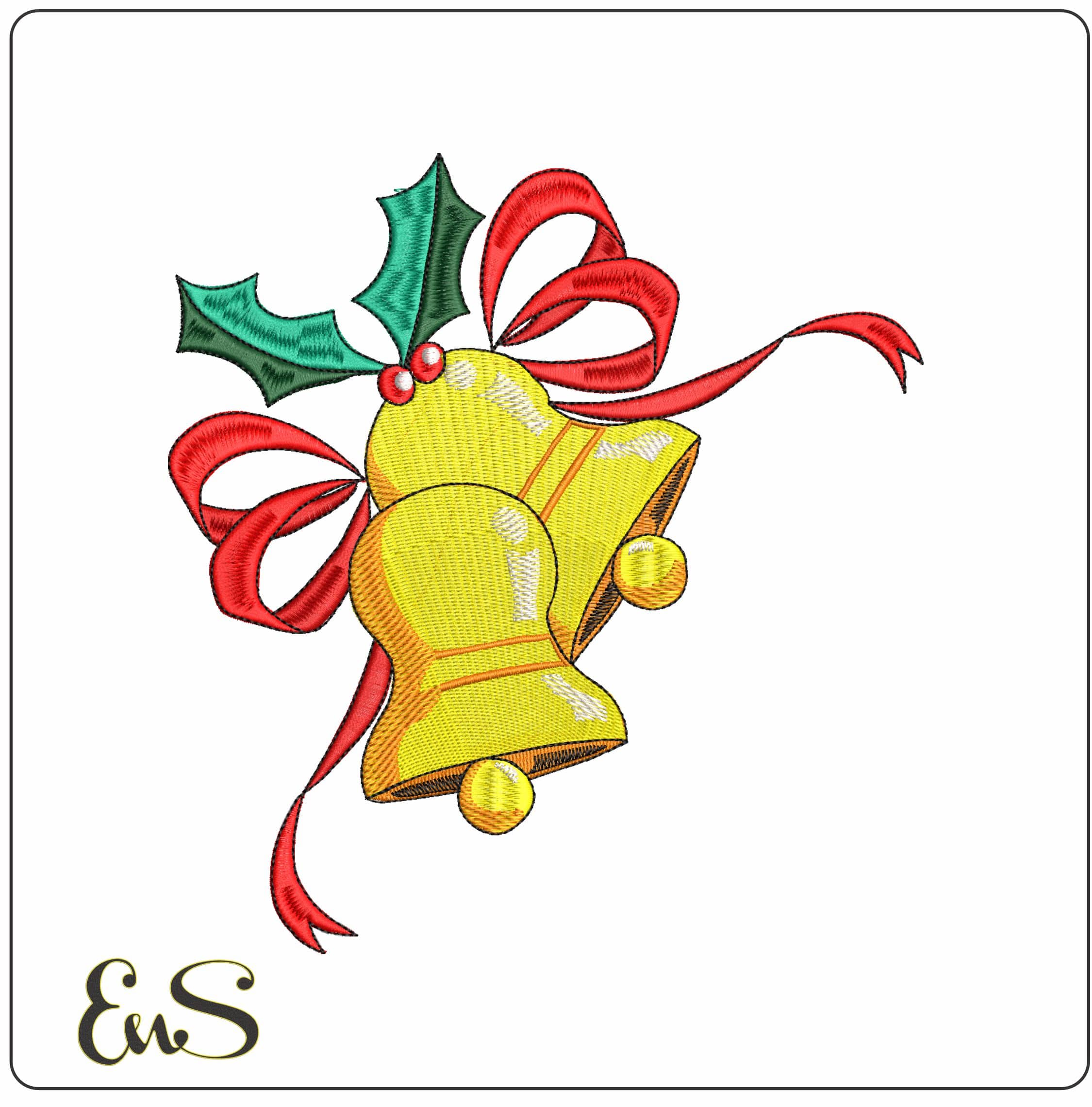 Christmas Bells- Elegant embroidery design file - instant download