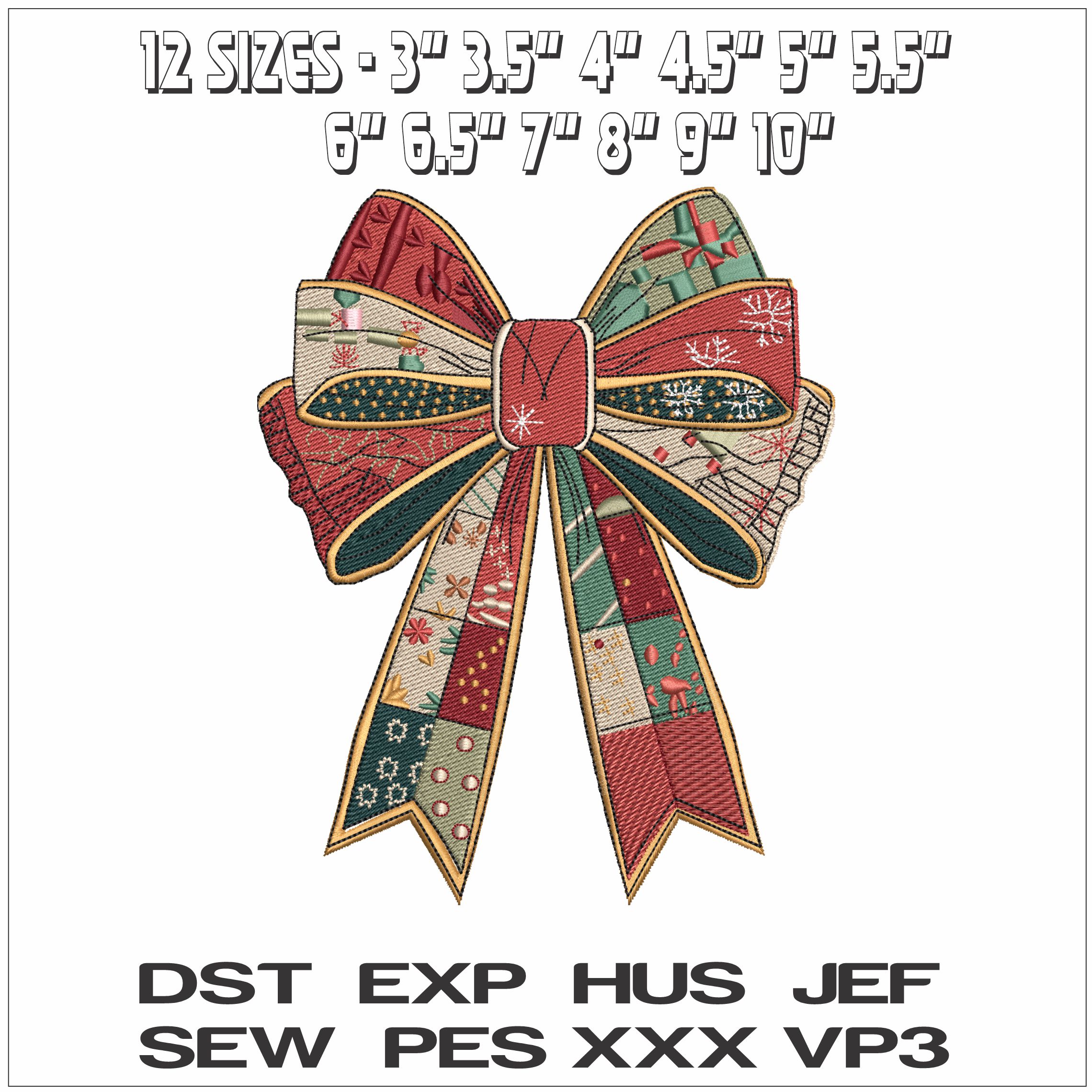 Christmas Bow- Elegant embroidery design file - instant download — view 2