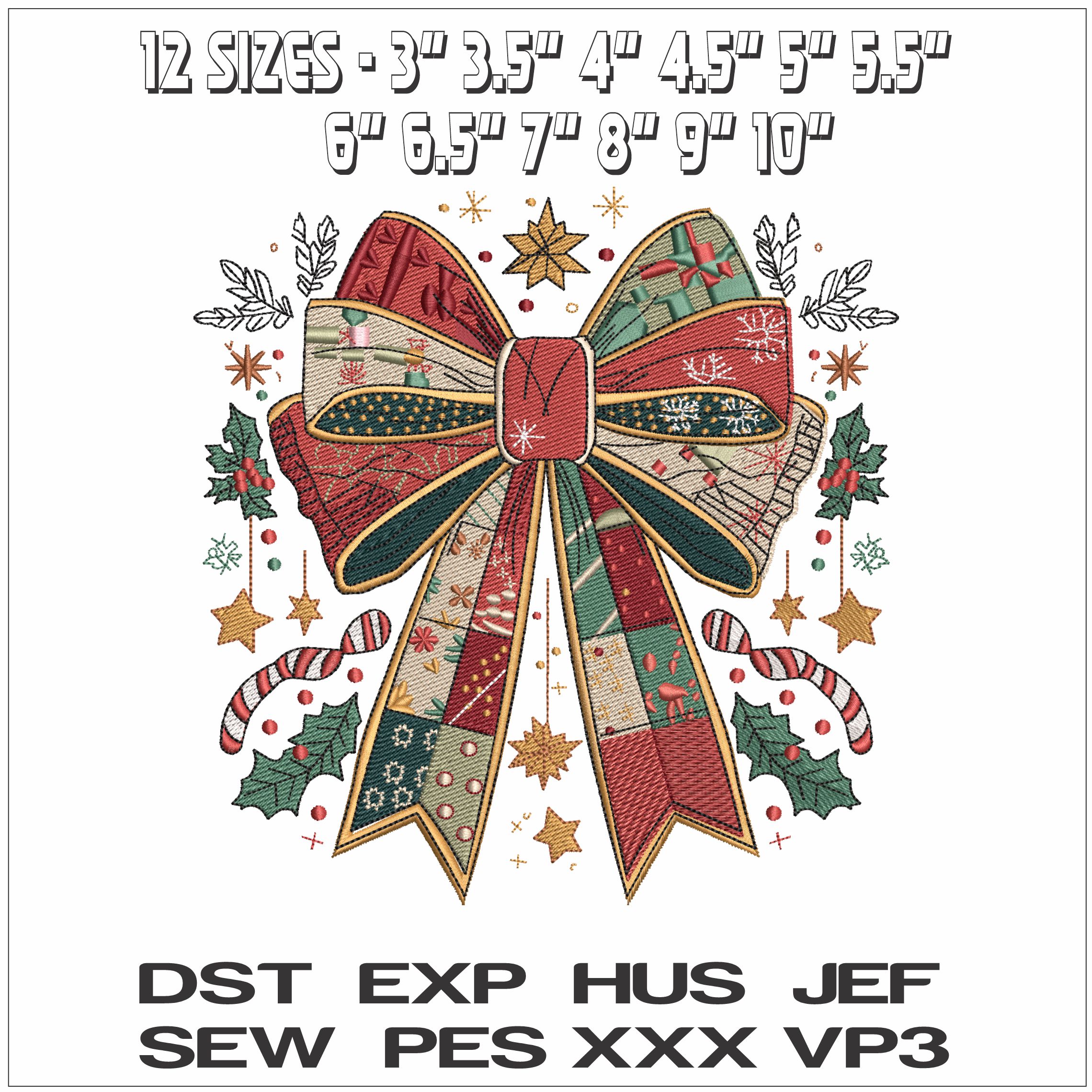 Christmas Bow With Decoration- Elegant embroidery design file - instant download — view 2