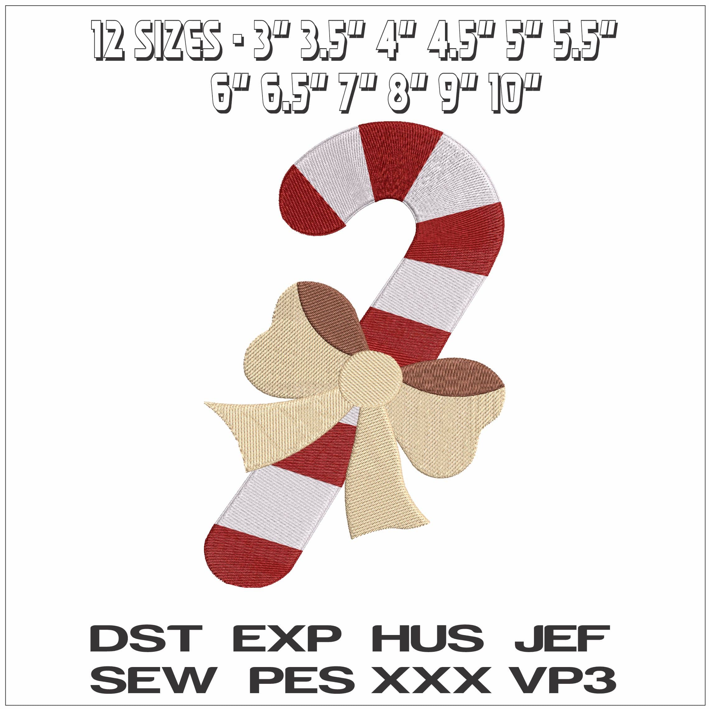 Christmas Candy Cane- Elegant embroidery design file - instant download — view 2