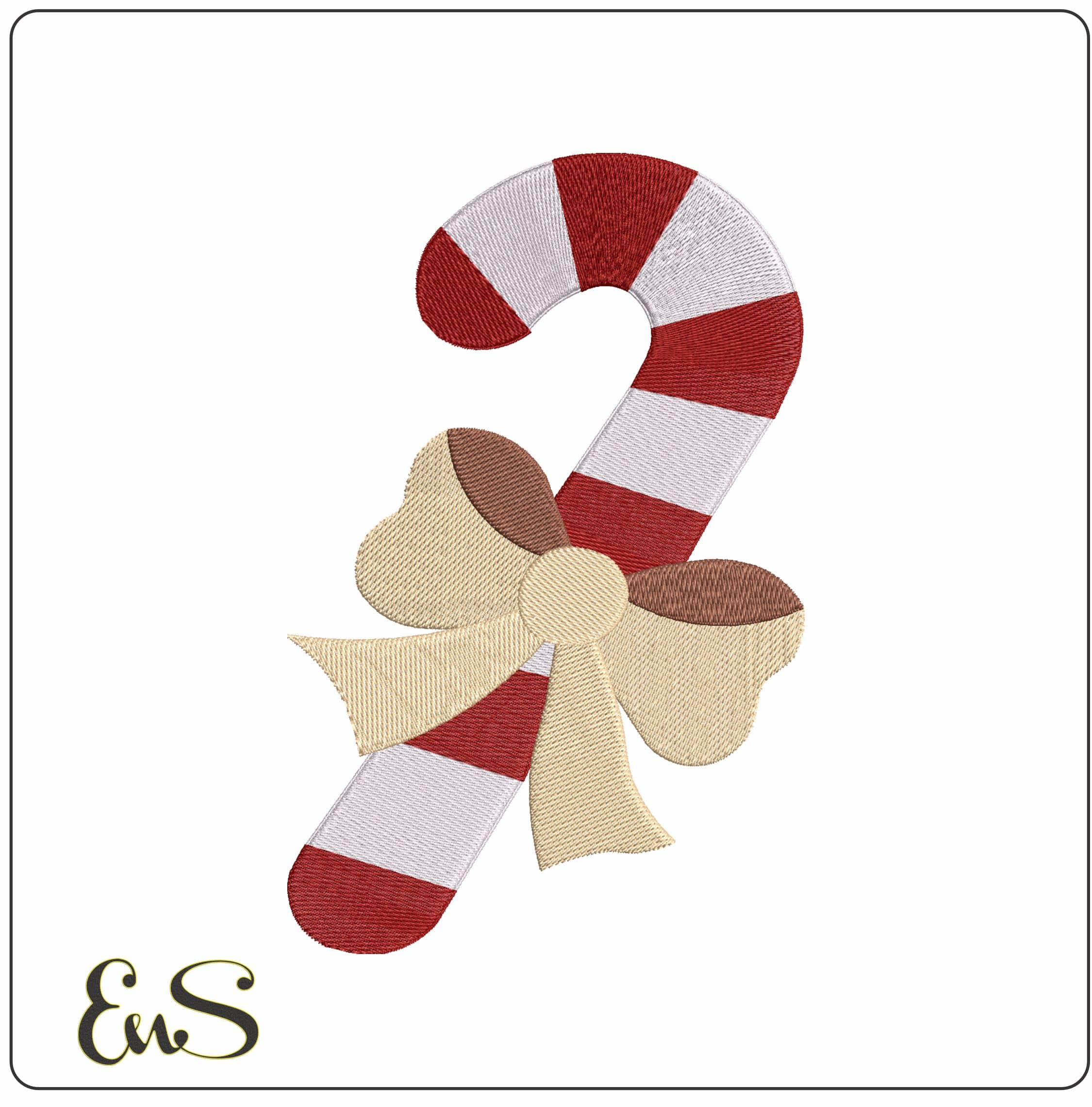 Christmas Candy Cane- Elegant embroidery design file - instant download