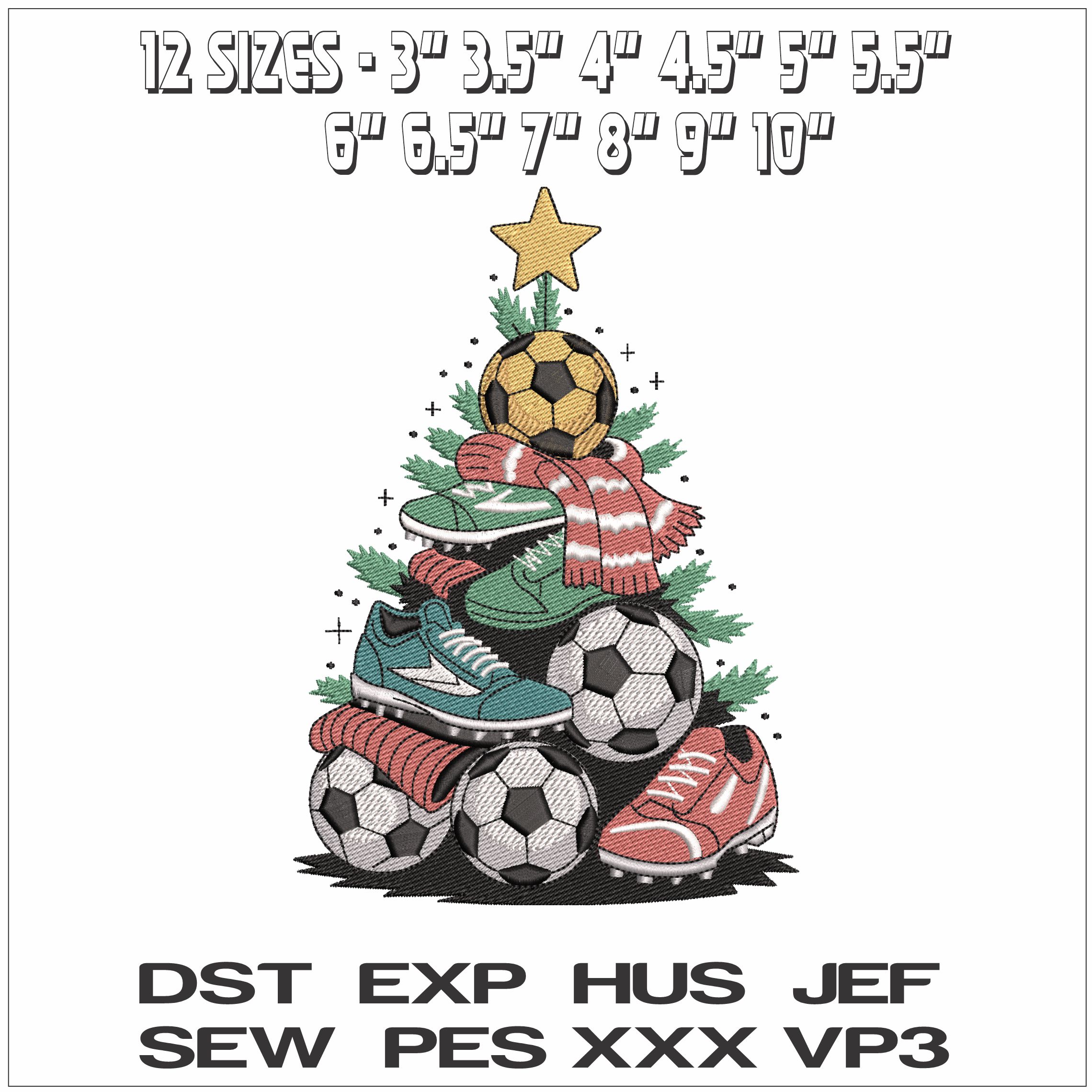 Christmas Football Tree- Elegant embroidery design file - instant download — view 2