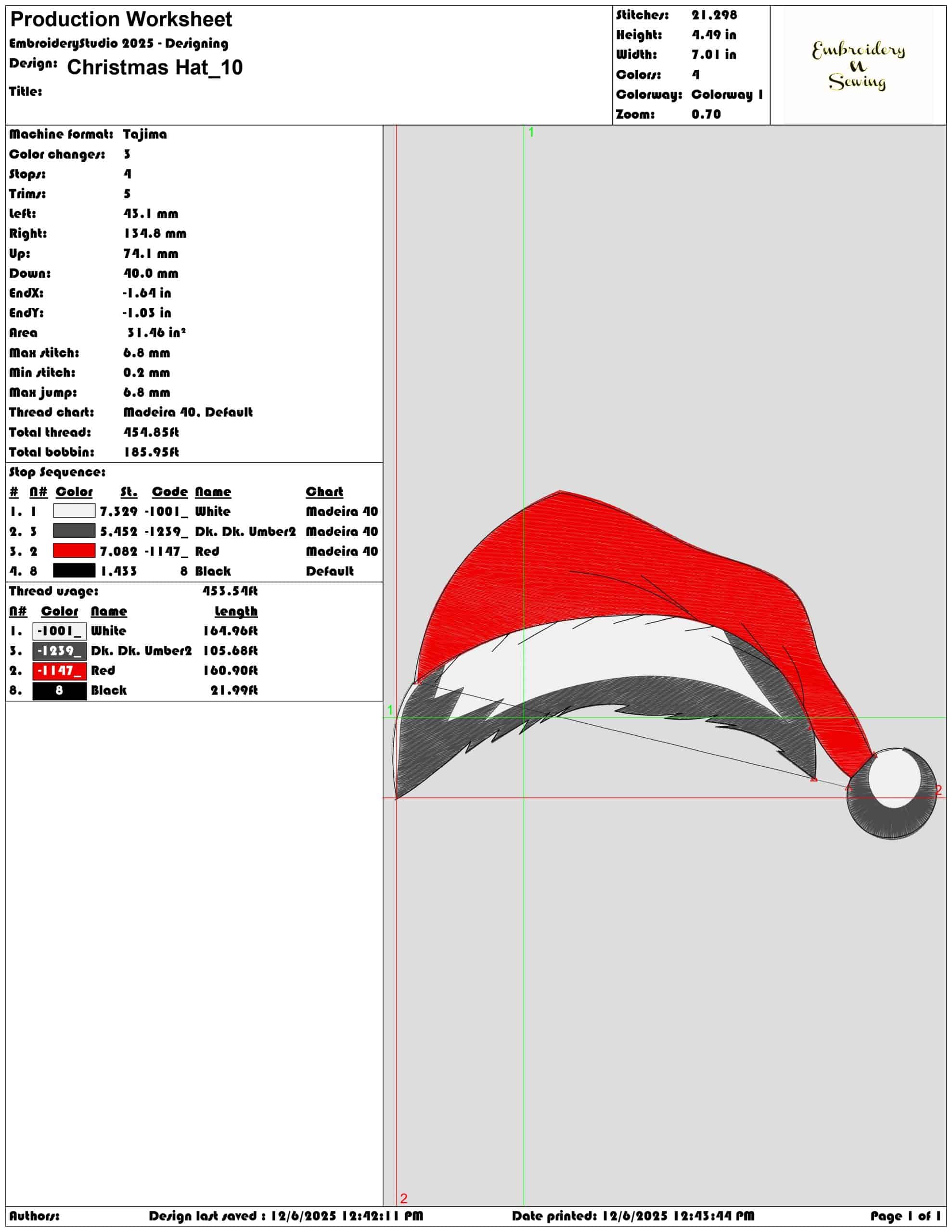 Christmas Hat- Elegant embroidery design file - instant download — view 3