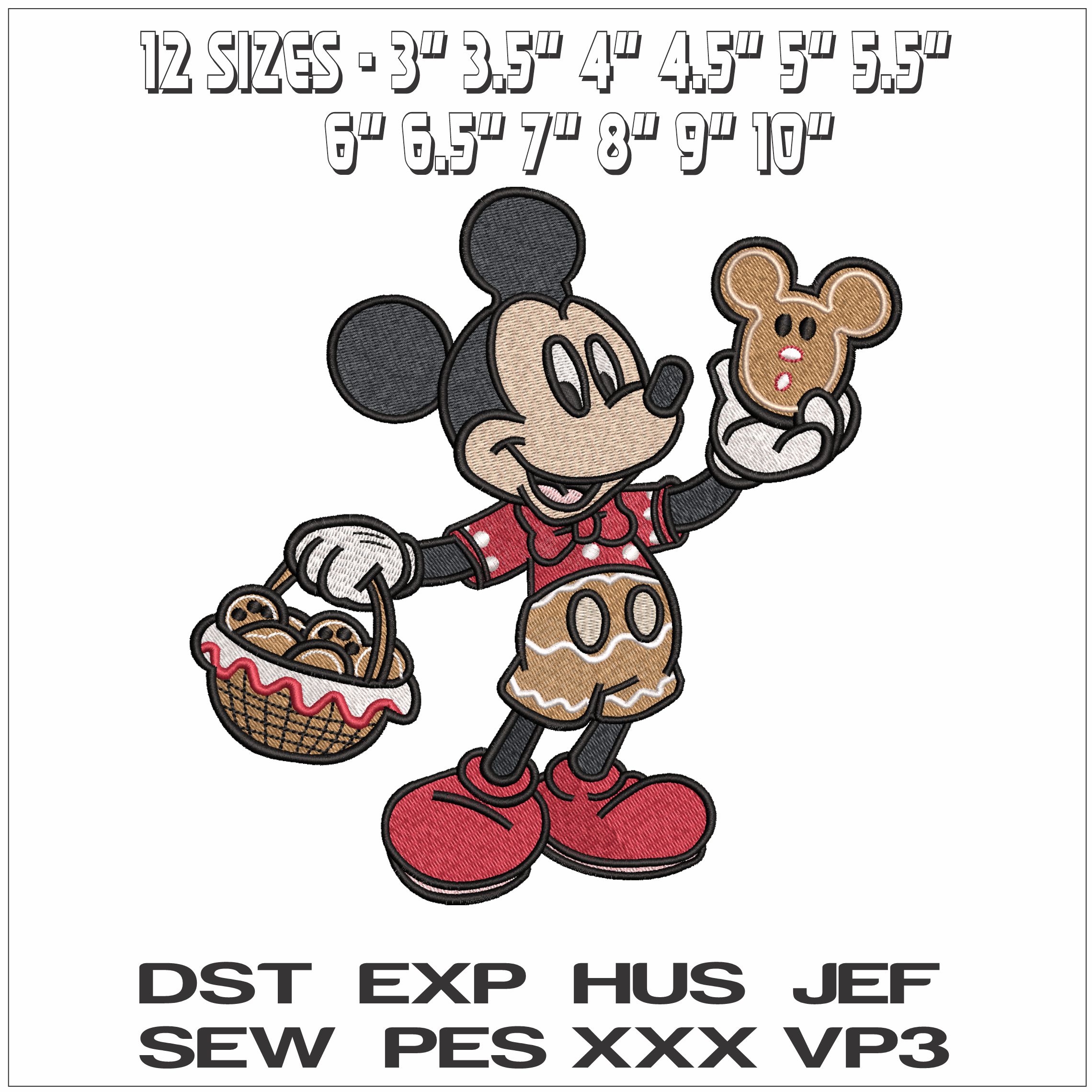 Christmas Mickey Mouse with Gingerbread man- Elegant embroidery design file - instant download — view 2