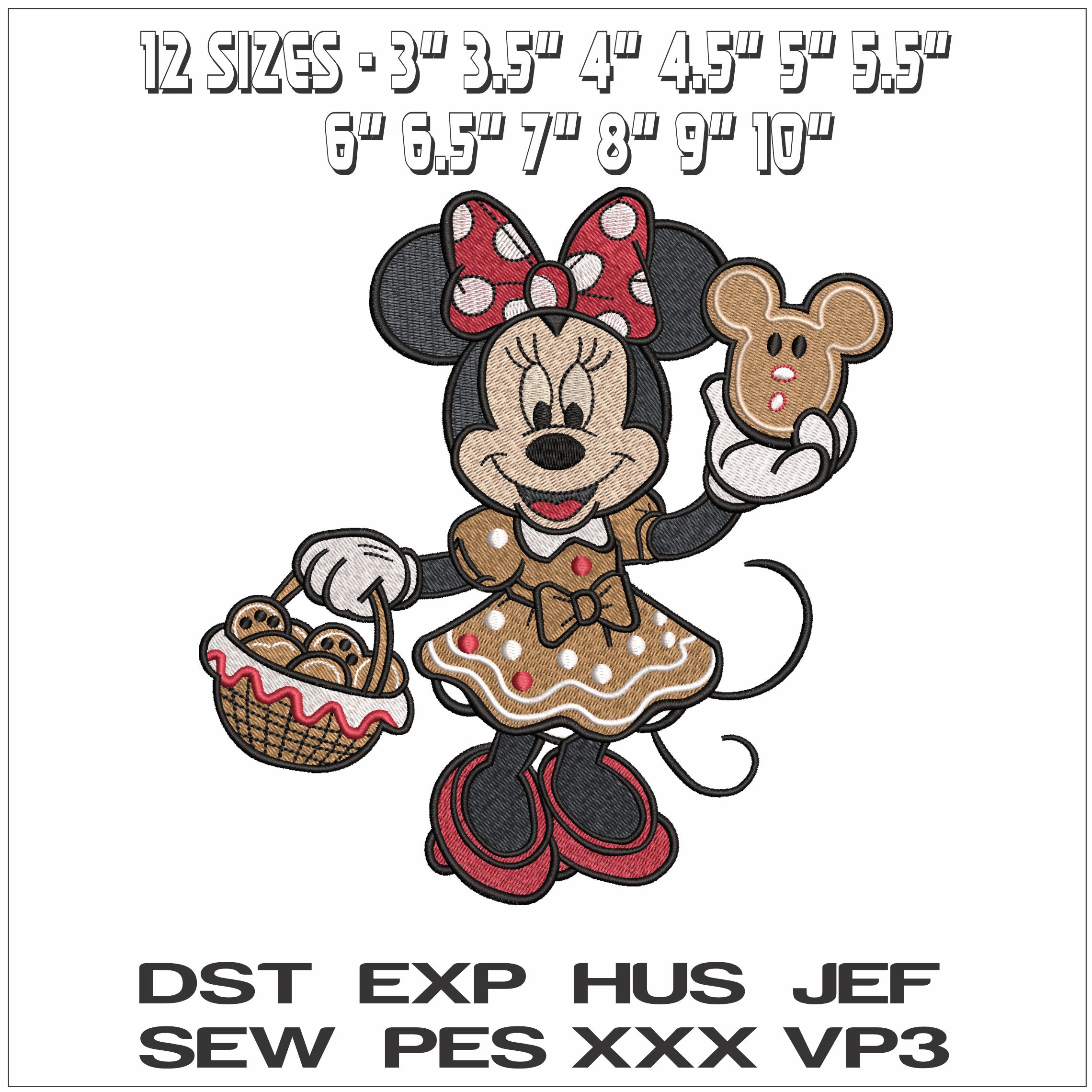 Christmas Minnie Mouse with Gingerbread- Elegant embroidery design file - instant download — view 2