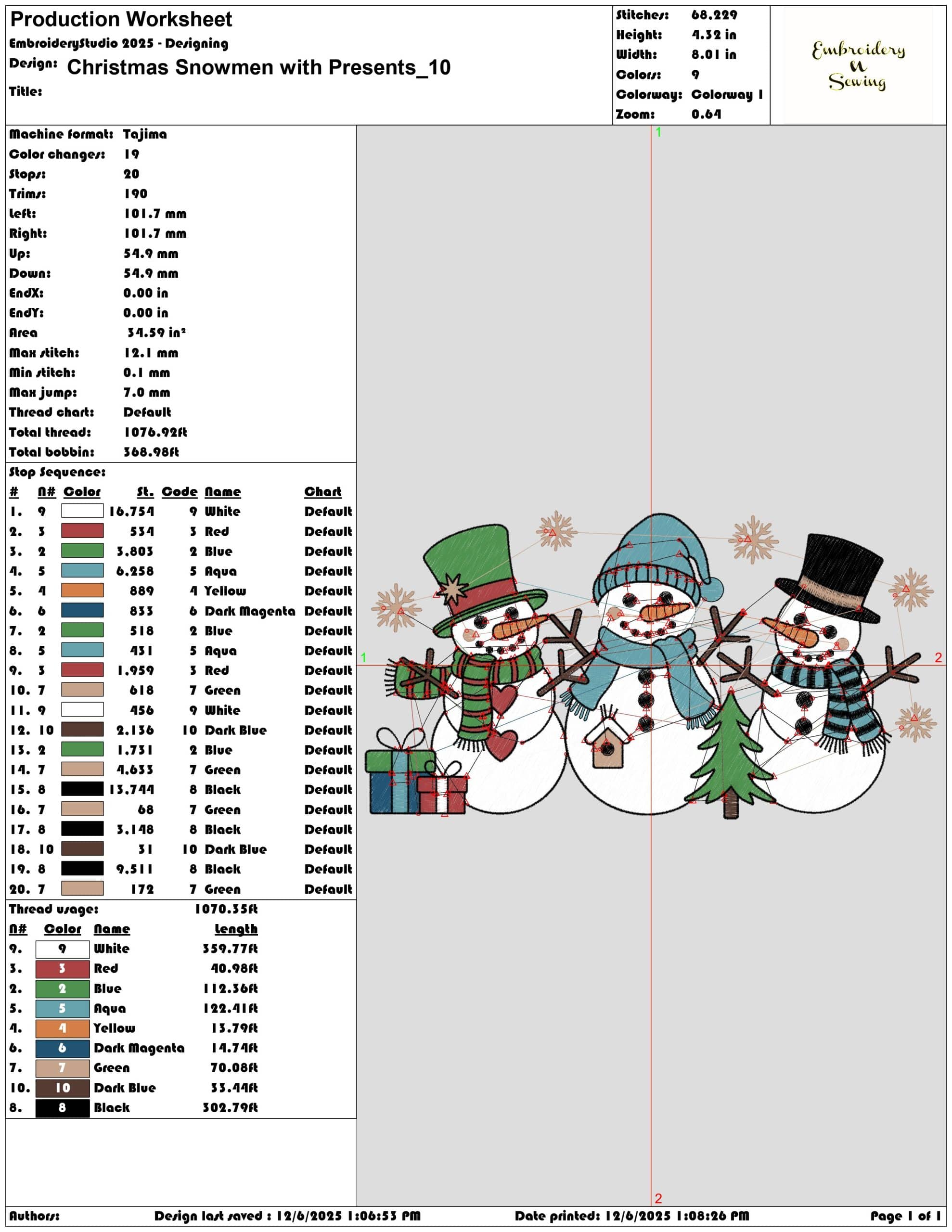 Christmas Snowmen with Presents- Elegant embroidery design file - instant download — view 3