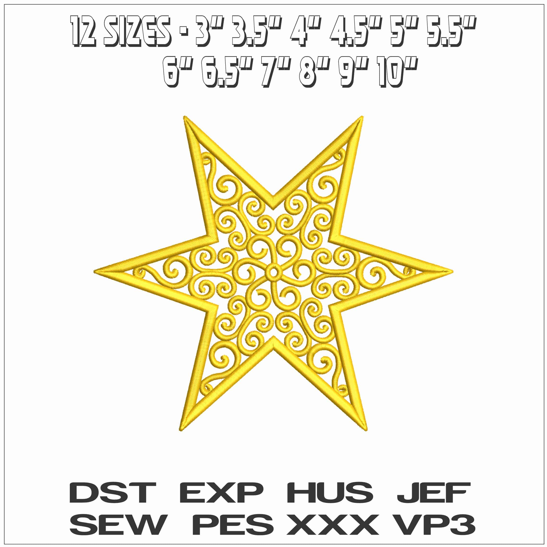 Christmas Star- Elegant embroidery design file - instant download — view 2