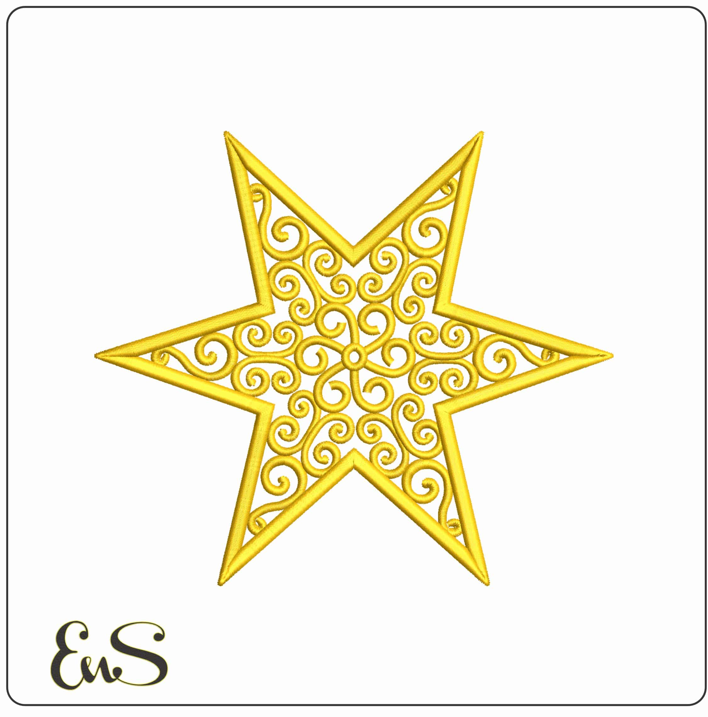 Christmas Star- Elegant embroidery design file - instant download