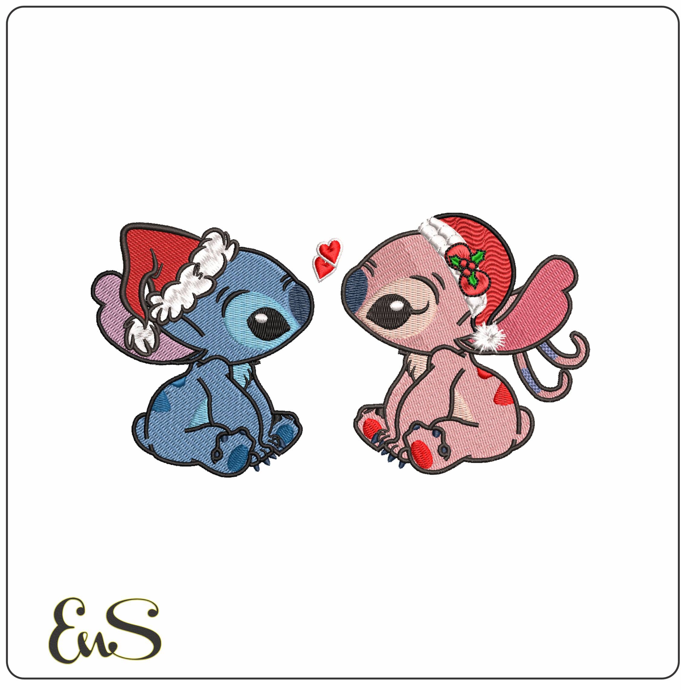 Christmas Stitch and Angel sitting- Elegant embroidery design file - instant download