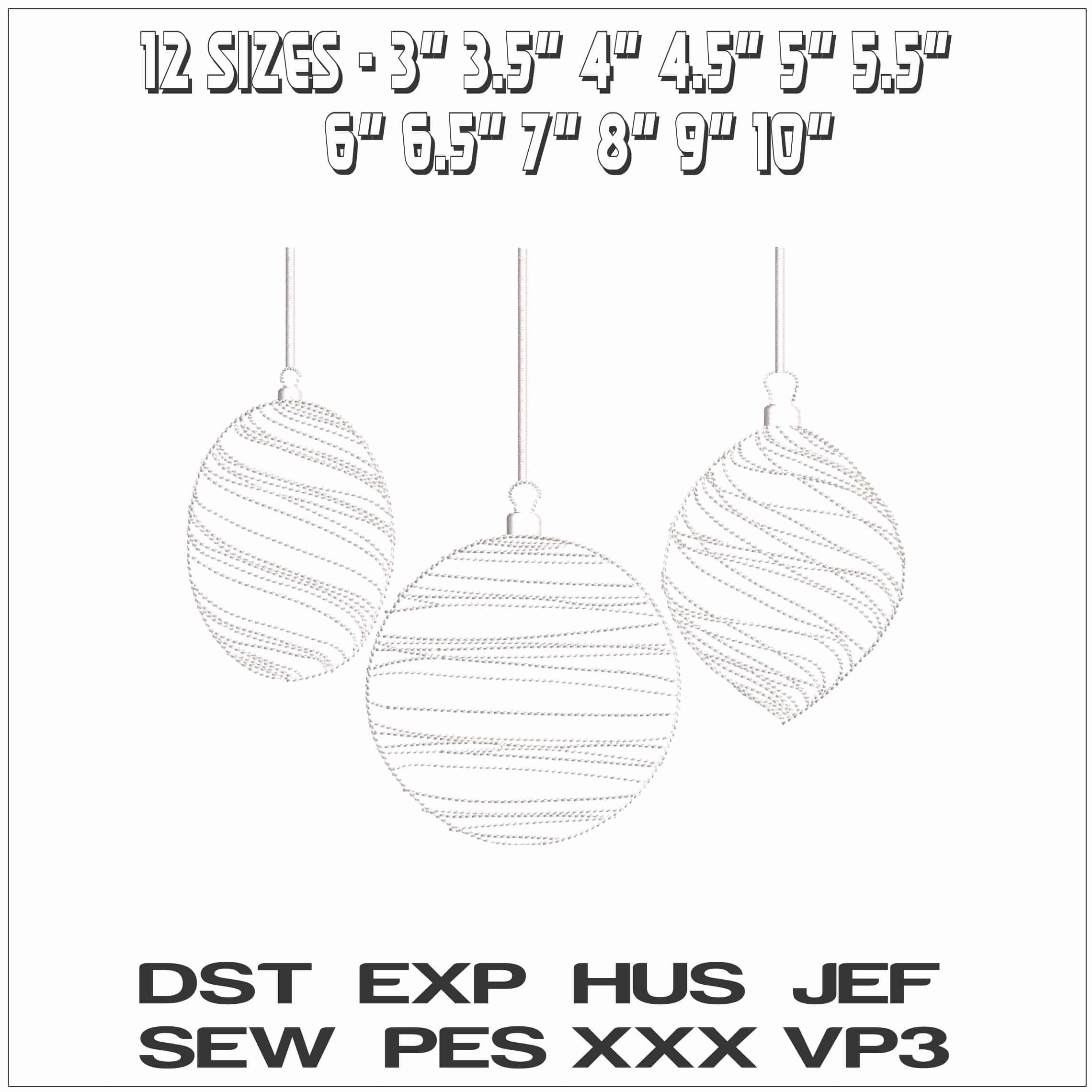 Christmas Swirl Baubles- Elegant embroidery design file - instant download — view 2