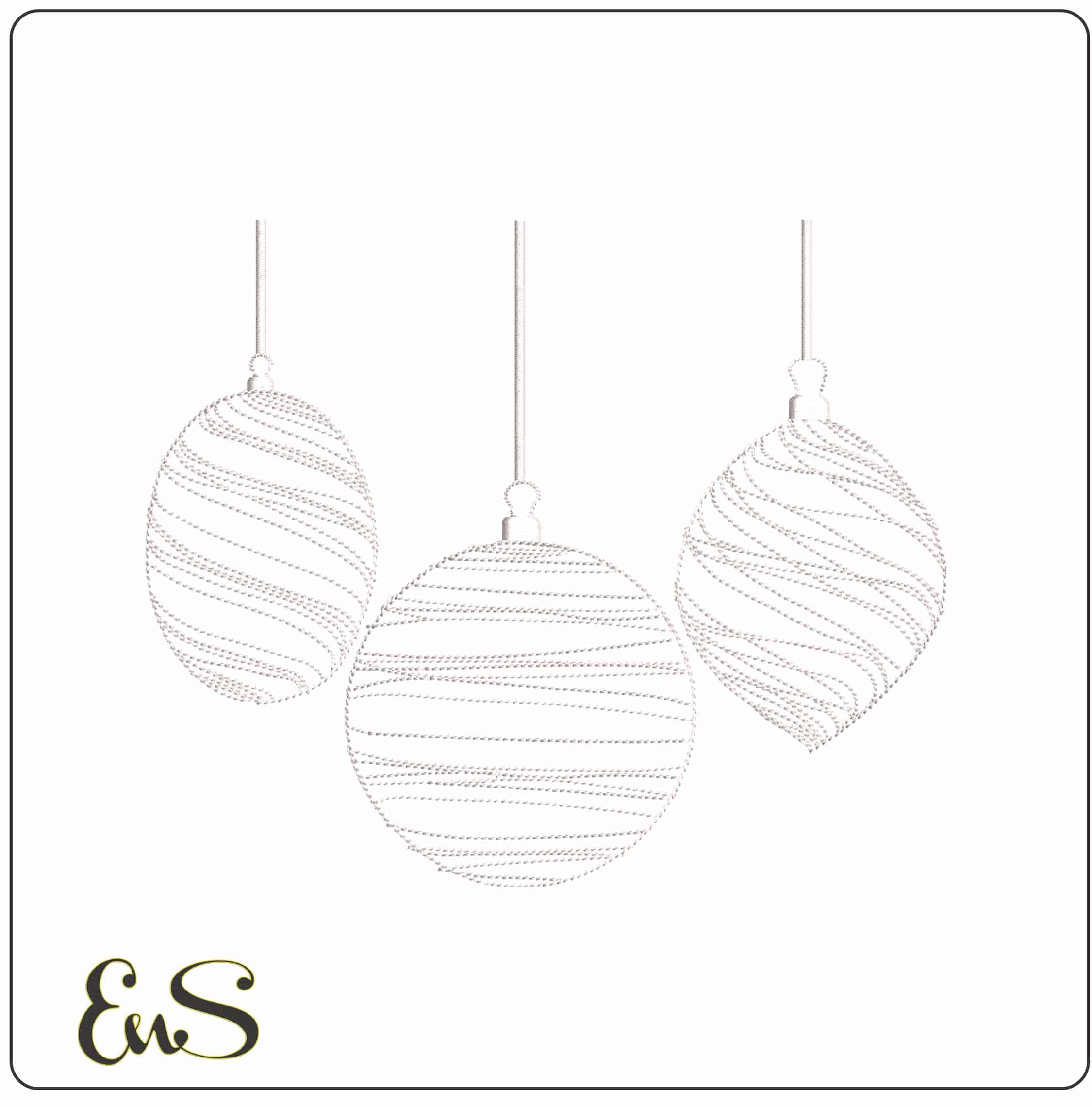 Christmas Swirl Baubles- Elegant embroidery design file - instant download