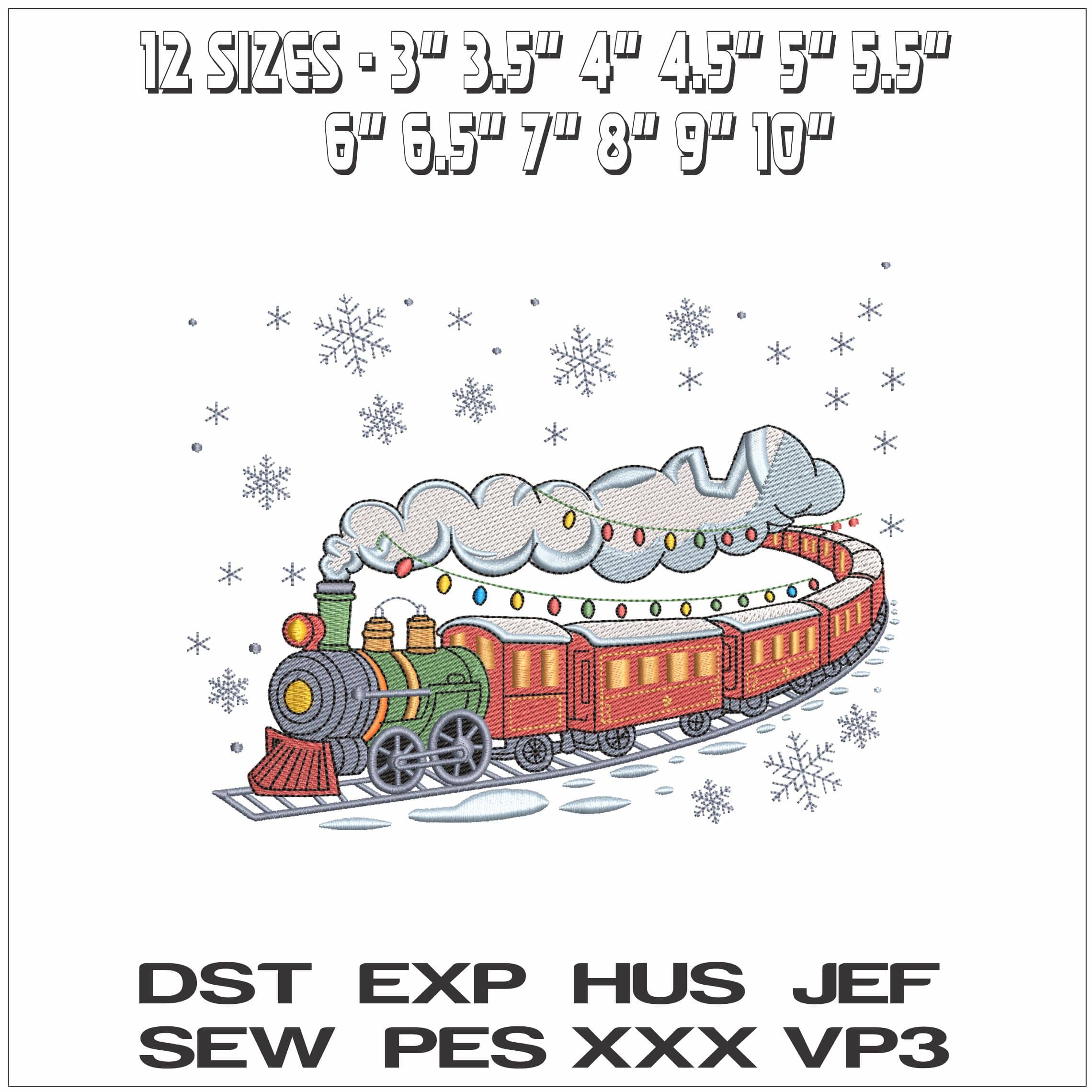 Christmas Train- Elegant embroidery design file - instant download — view 2