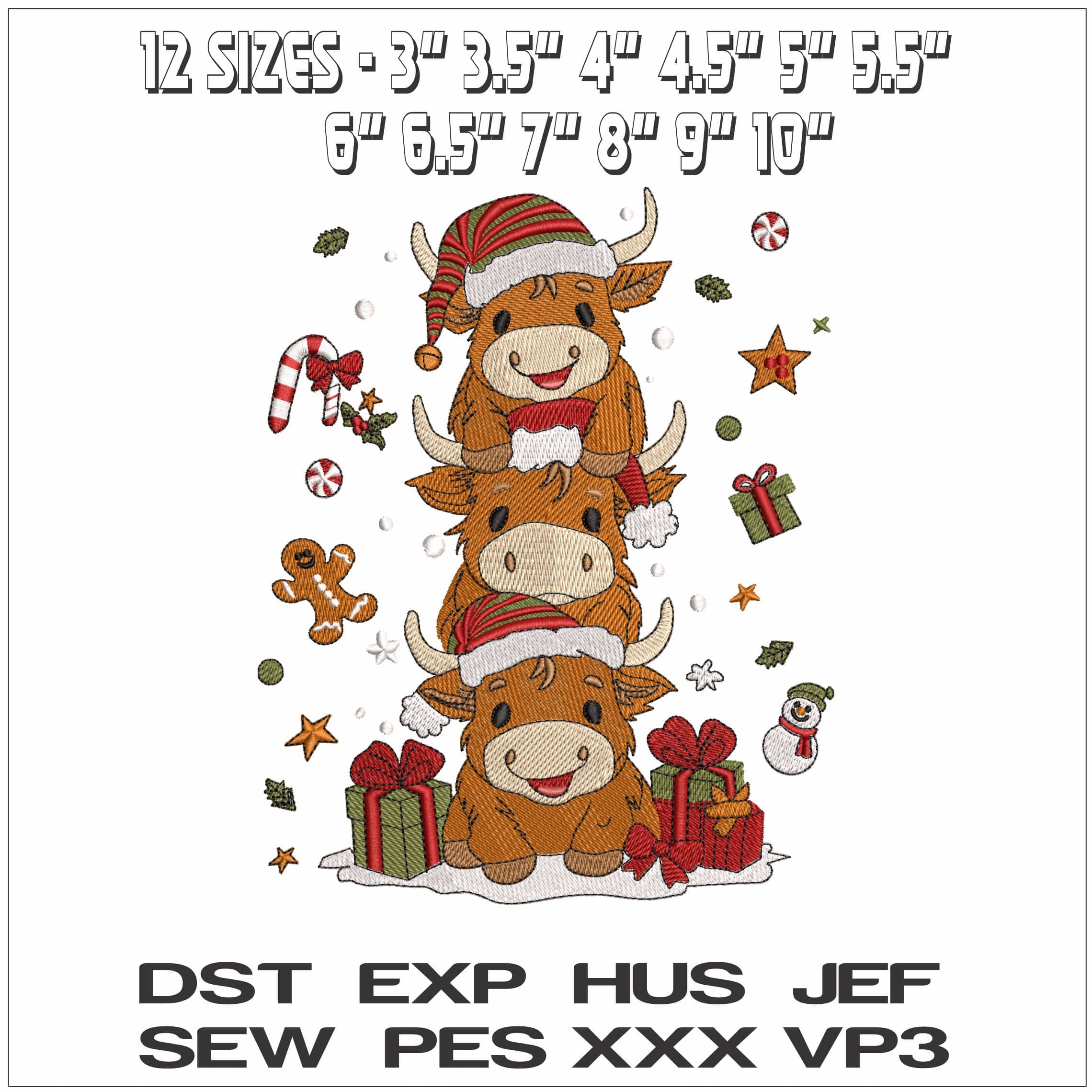 Christmas Tree Cows with Decoration- Elegant embroidery design file - instant download — view 2