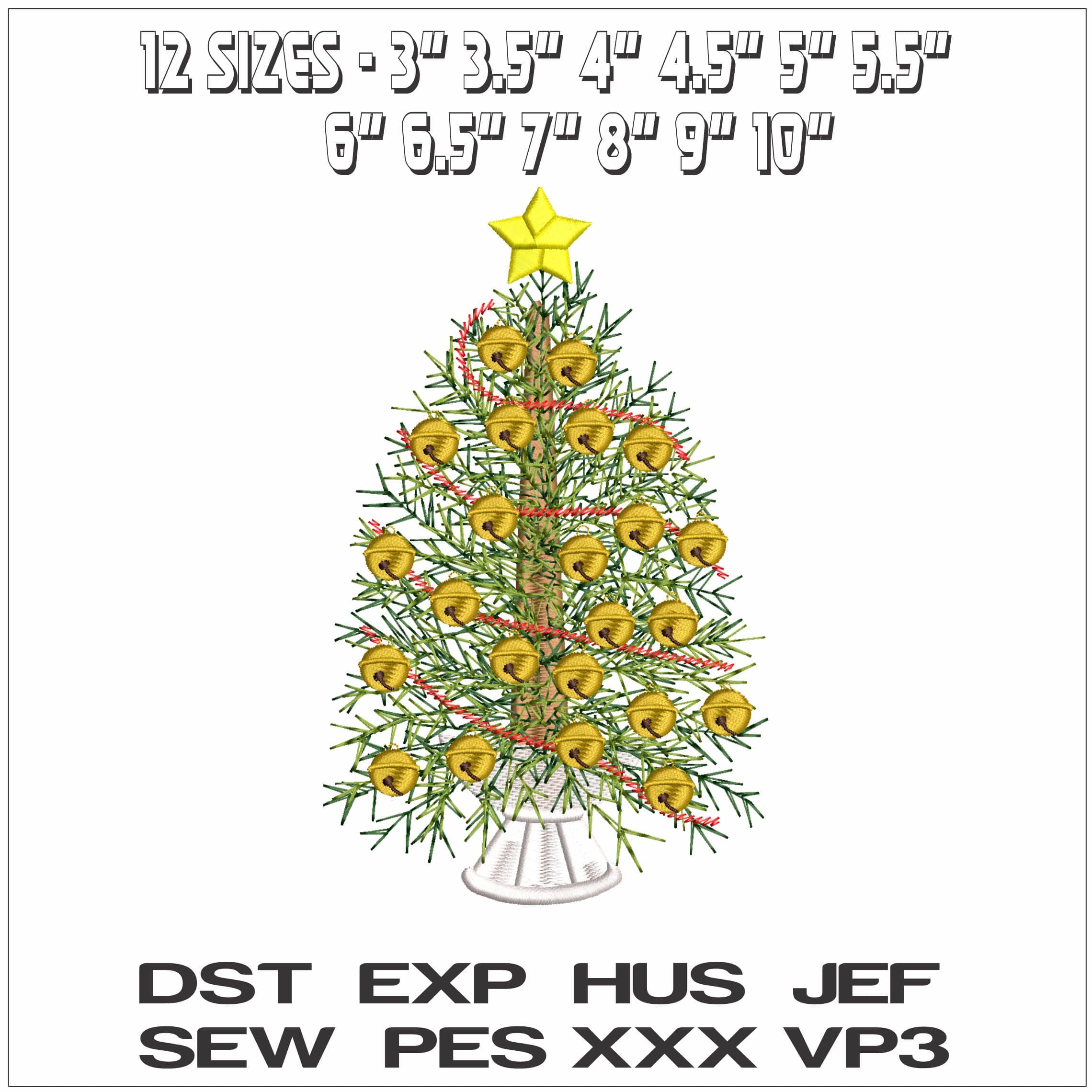 Christmas Tree decorated- Elegant embroidery design file - instant download — view 2
