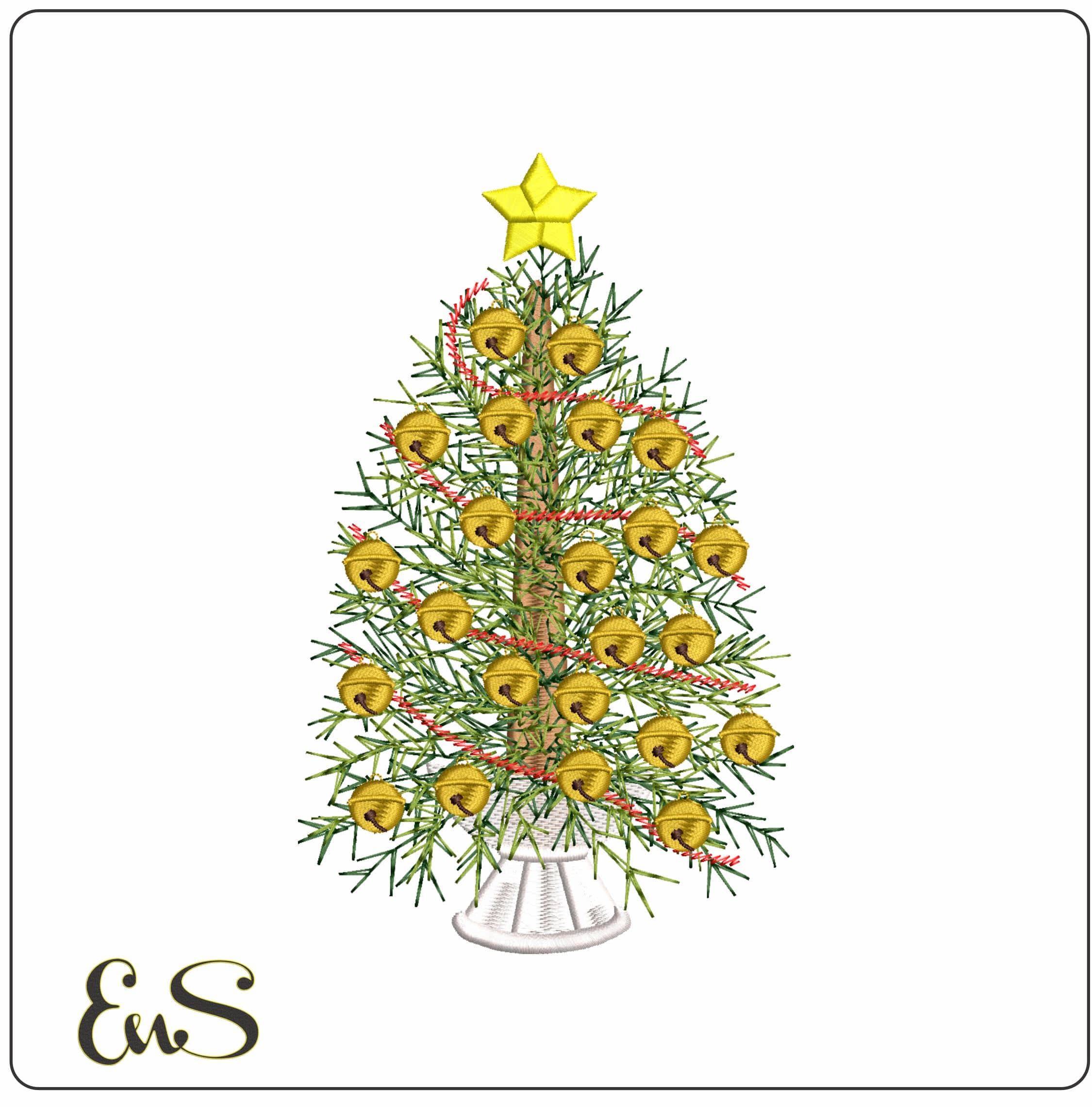 Christmas Tree decorated- Elegant embroidery design file - instant download