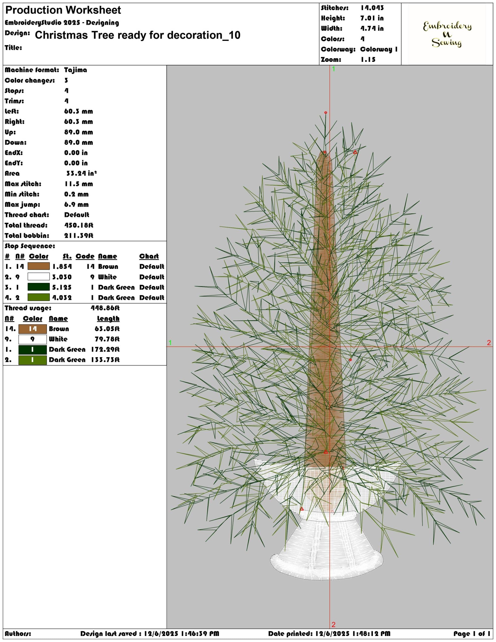 Christmas Tree ready for decoration- Elegant embroidery design file - instant download — view 3
