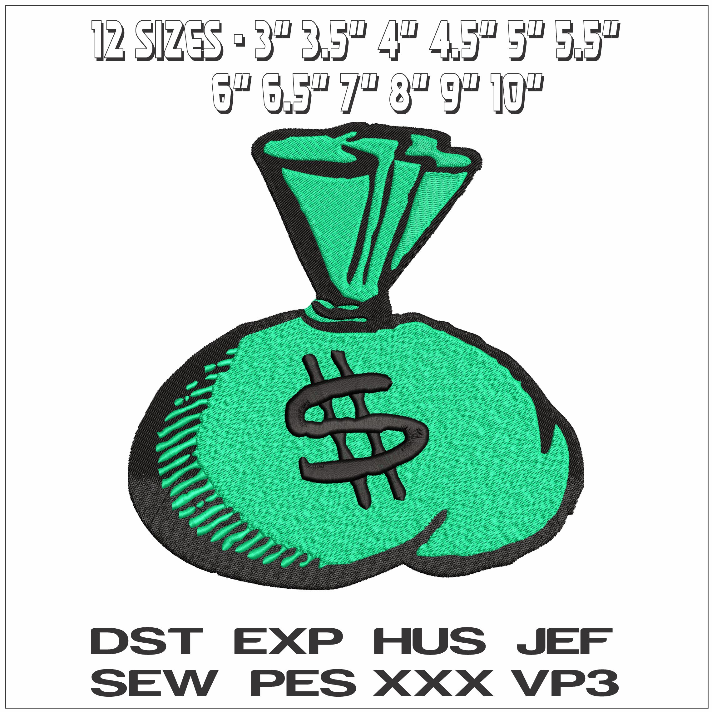 $ Money Bag- Elegant embroidery design file - instant download — view 2