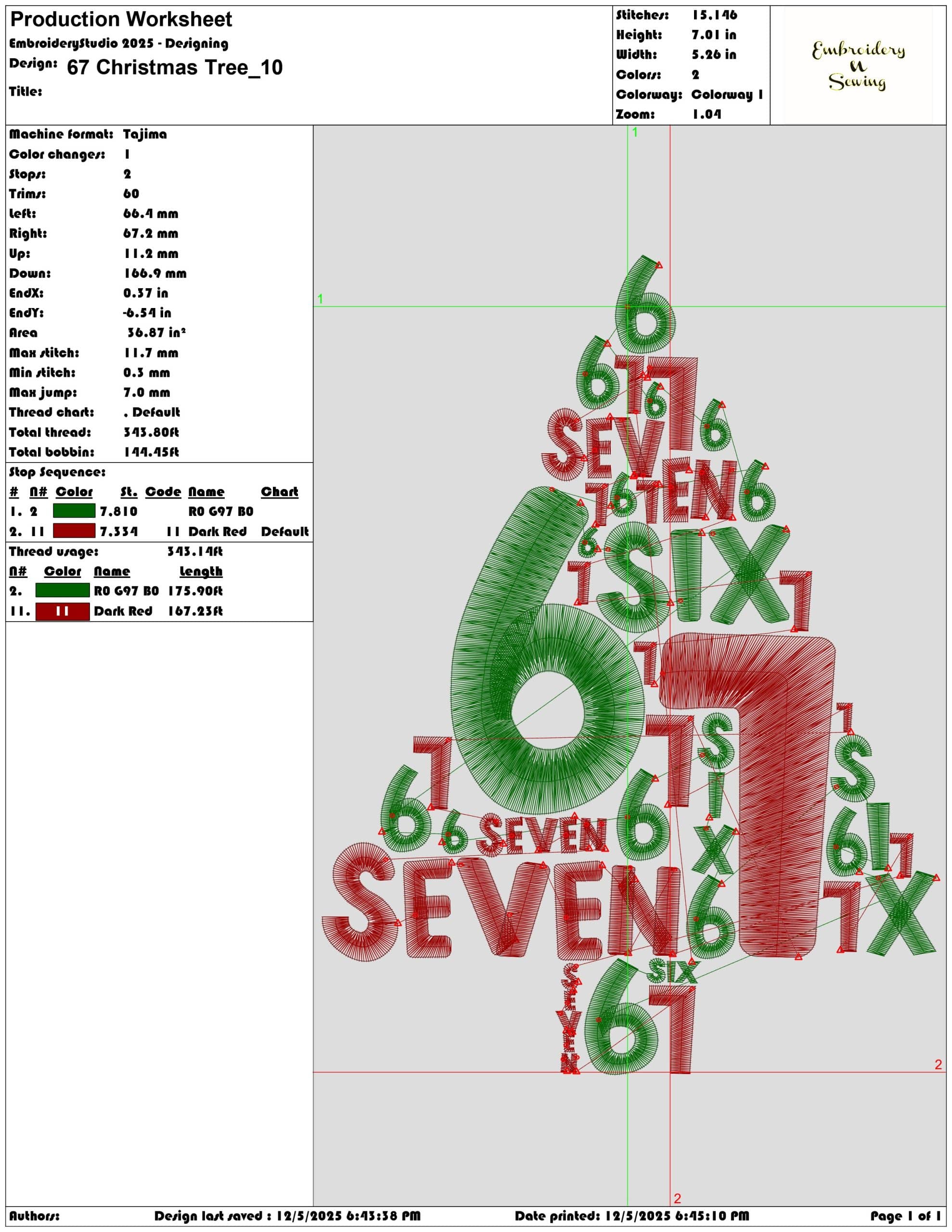 67 Christmas Tree- Elegant embroidery design file - instant download — view 3