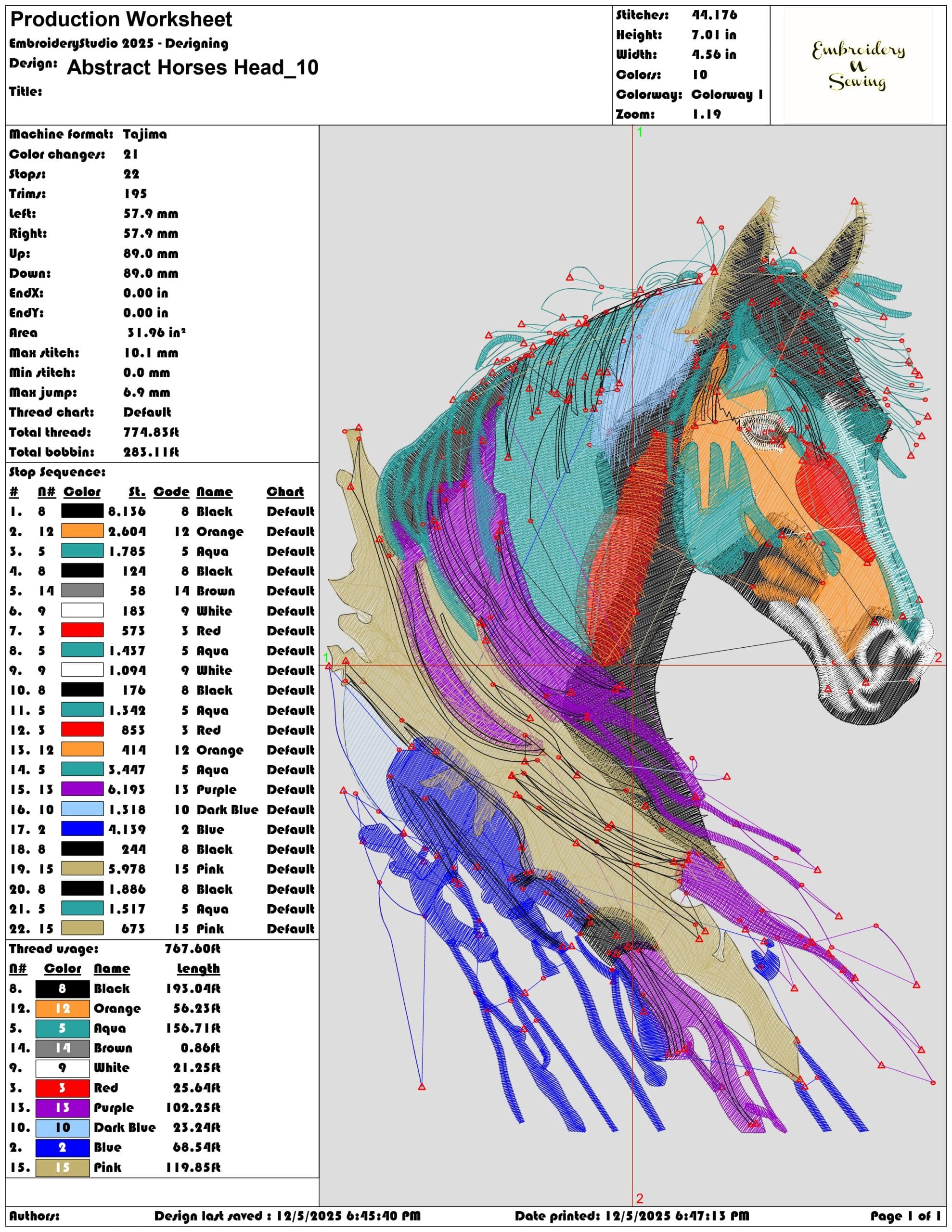 Abstract Horses Head- Elegant embroidery design file - instant download — view 3