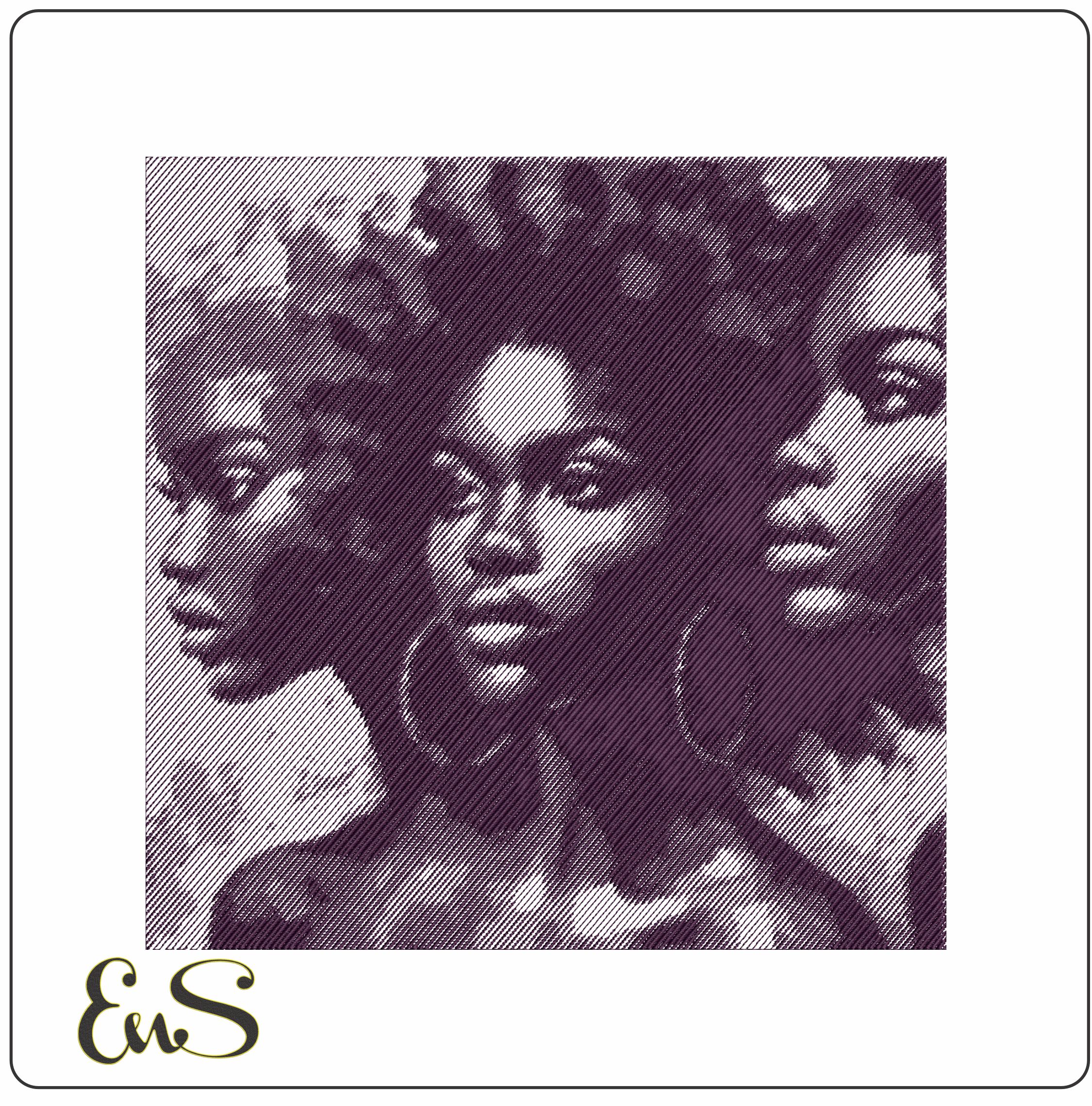 Afro American Ladies Line Art- Elegant embroidery design file - instant download