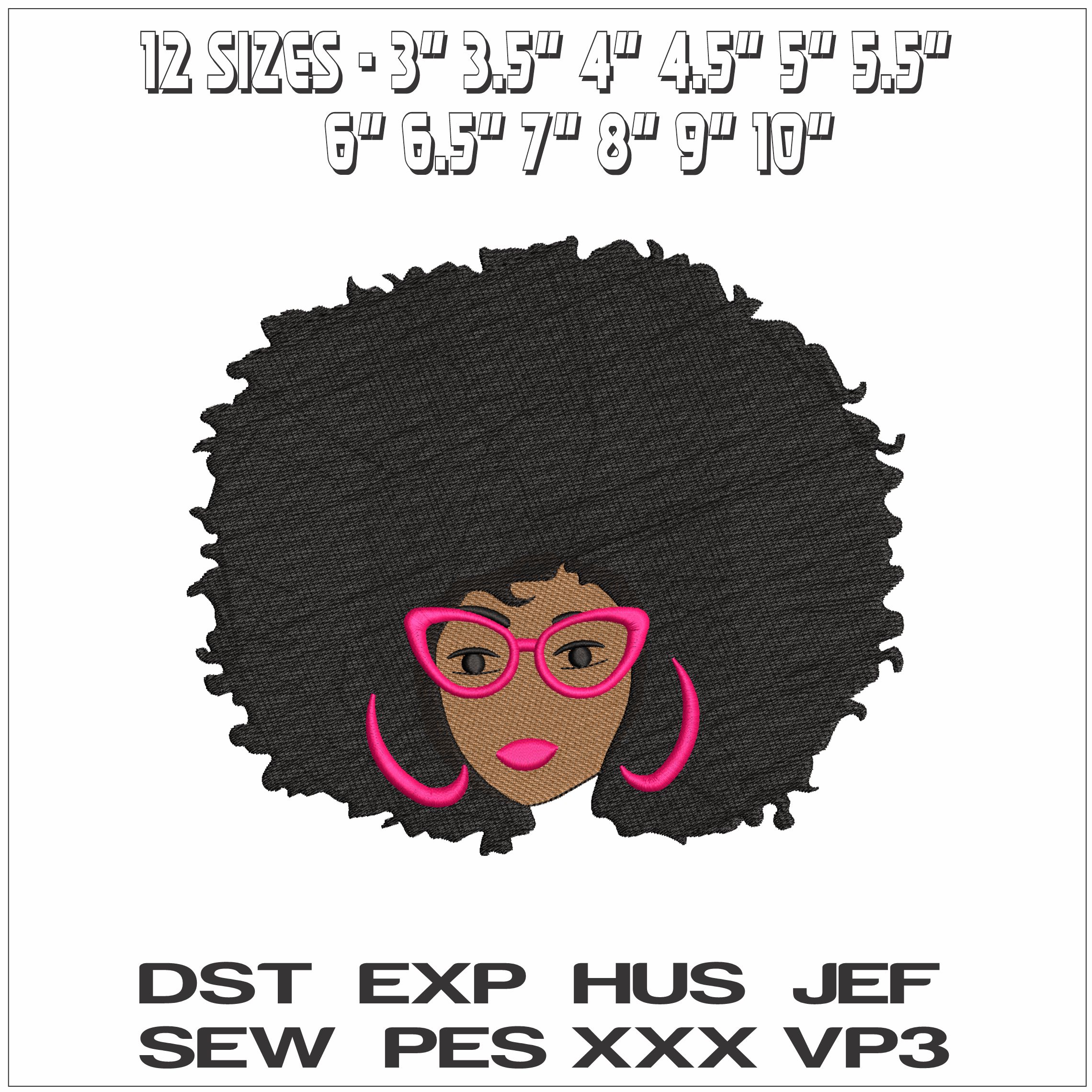 Afro Woman - Elegant embroidery design file - instant download — view 2
