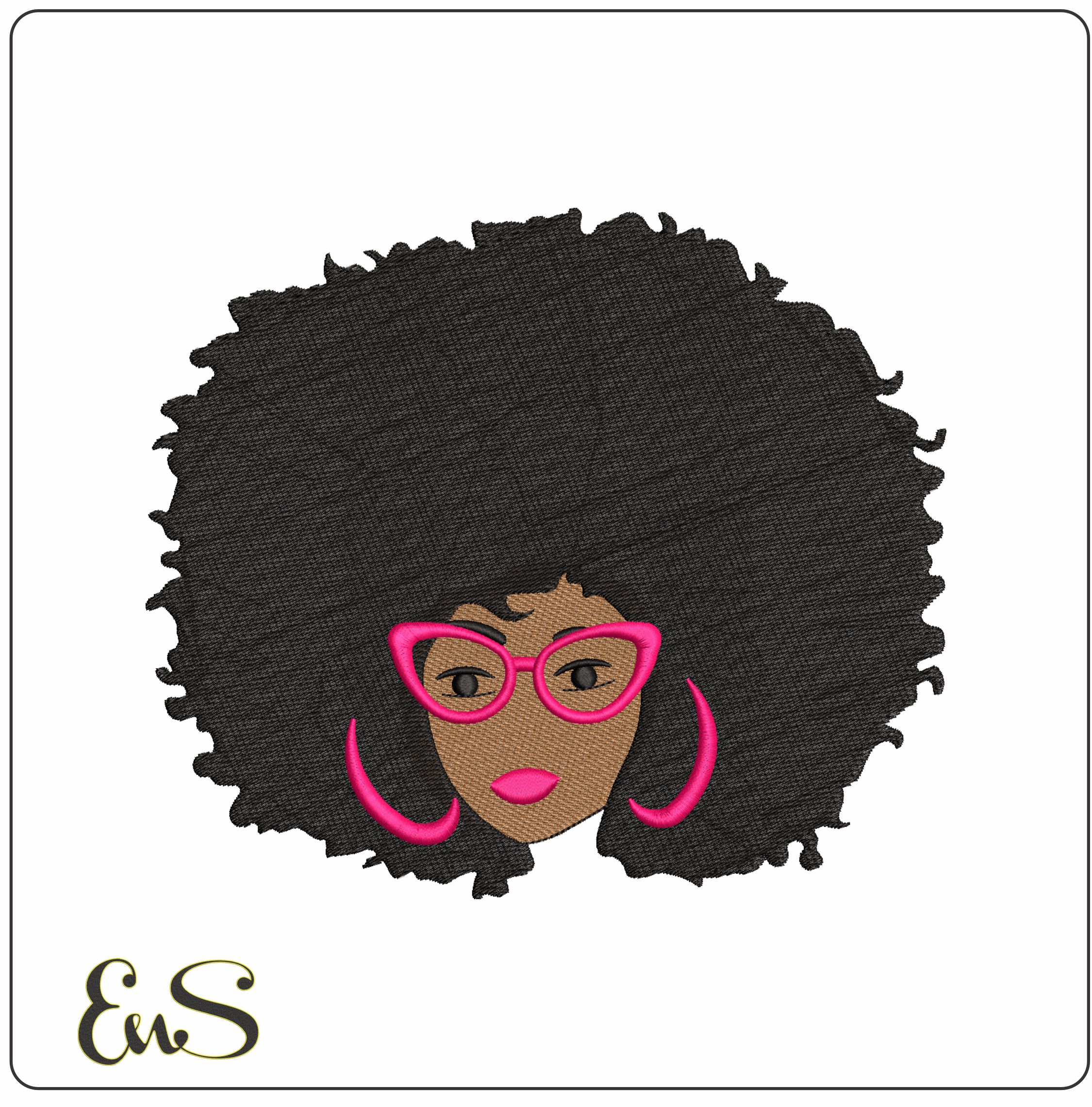 Afro Woman - Elegant embroidery design file - instant download