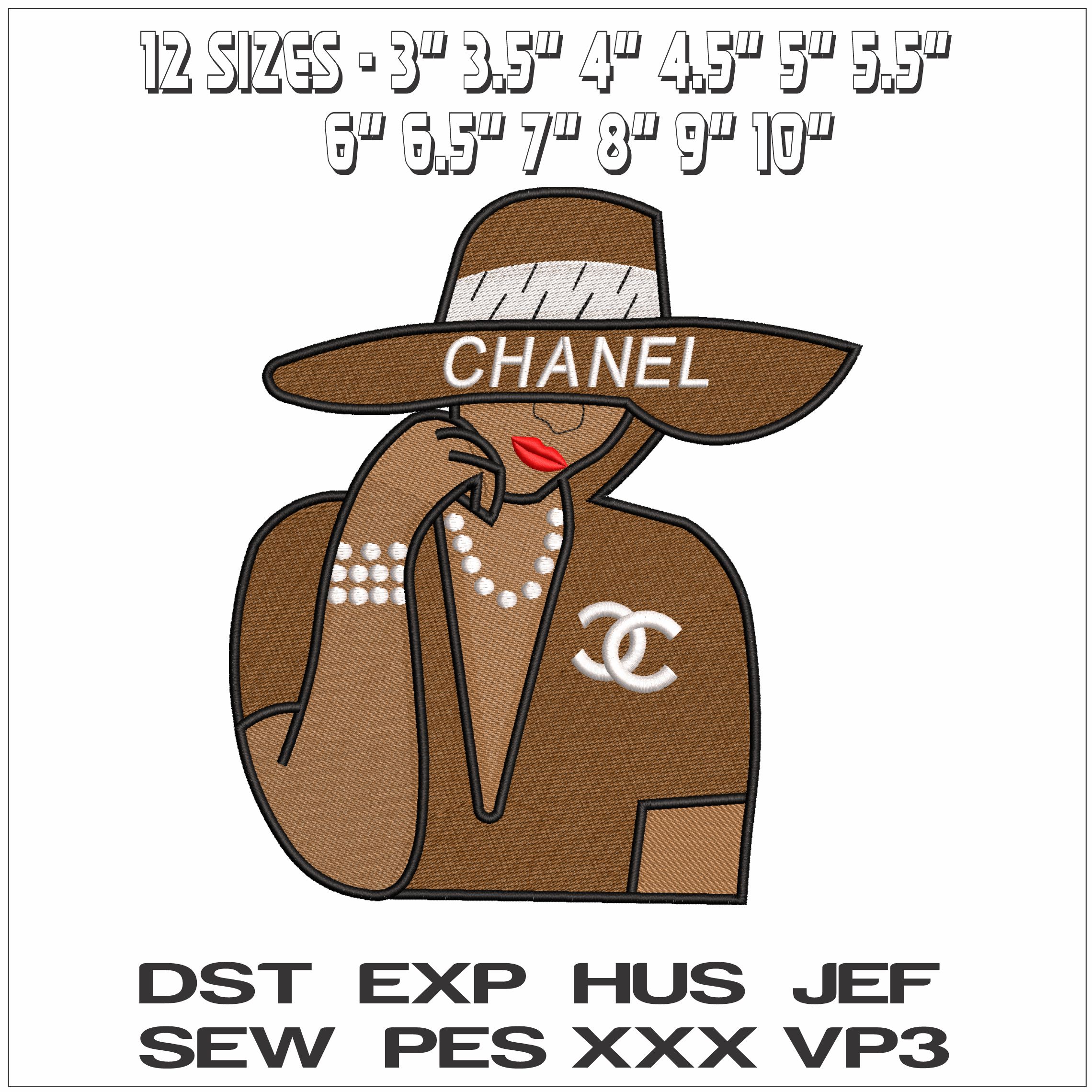 Afro Woman in Chanel - Elegant embroidery design file - instant download — view 2
