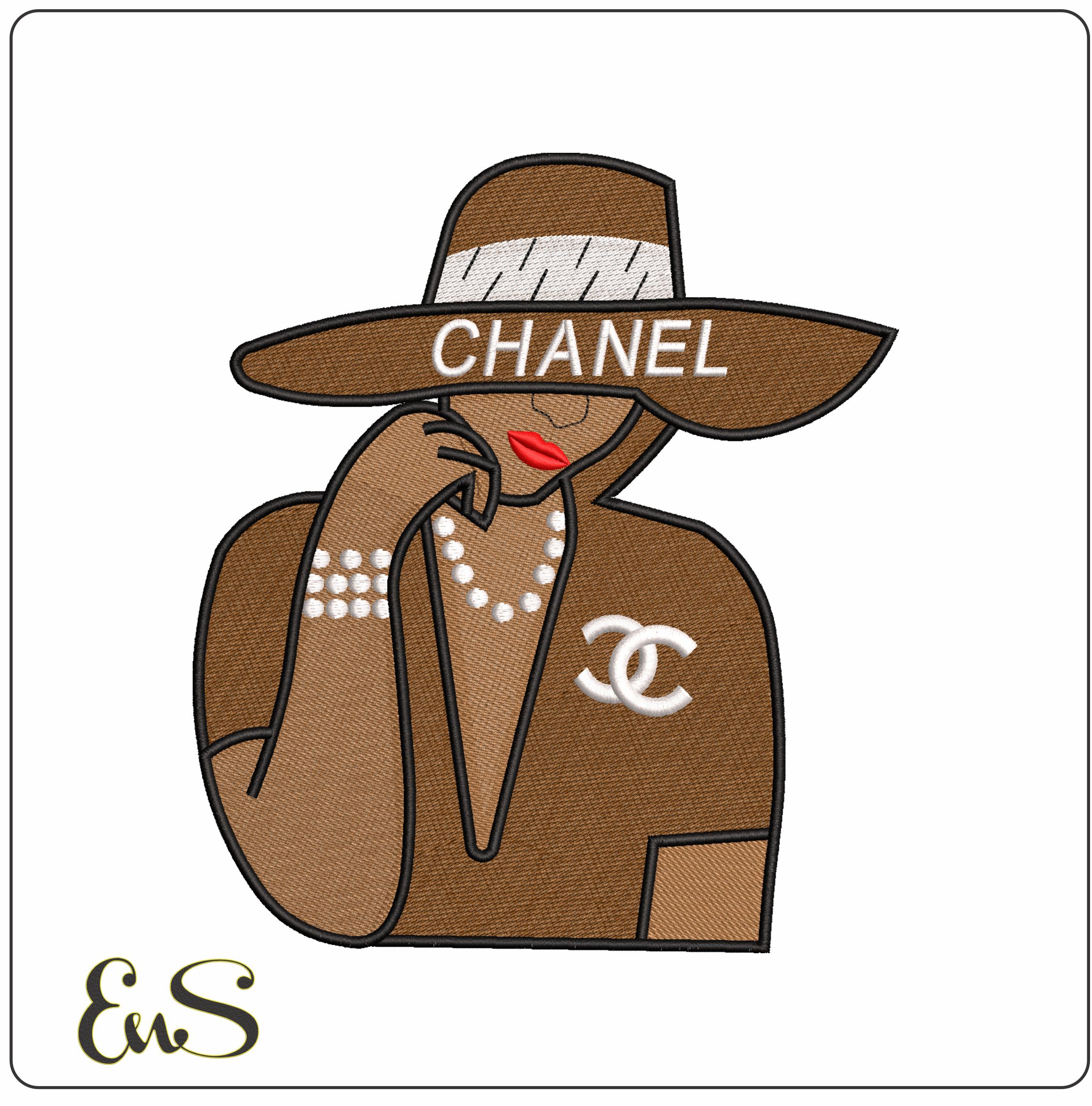 Afro Woman in Chanel - Elegant embroidery design file - instant download
