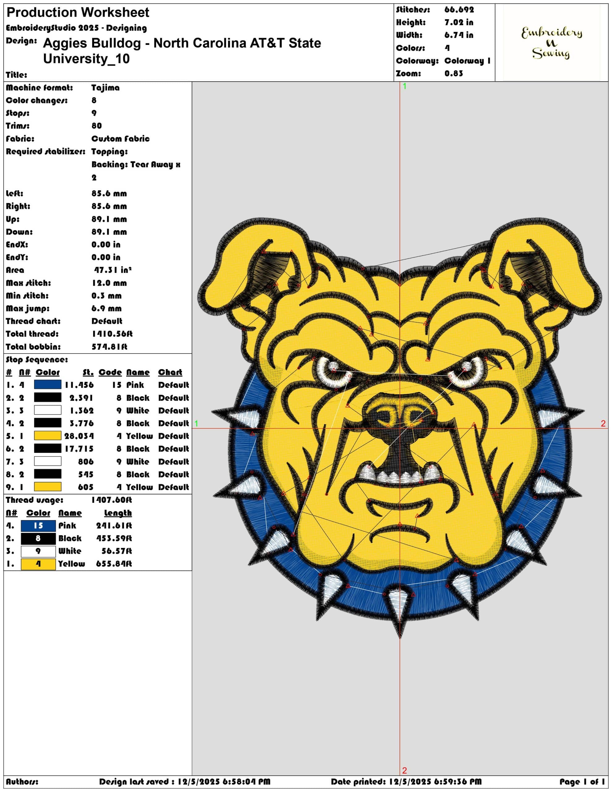 Aggies Bulldog North Carolina AT&T State University - Elegant embroidery design file - instant download — view 3