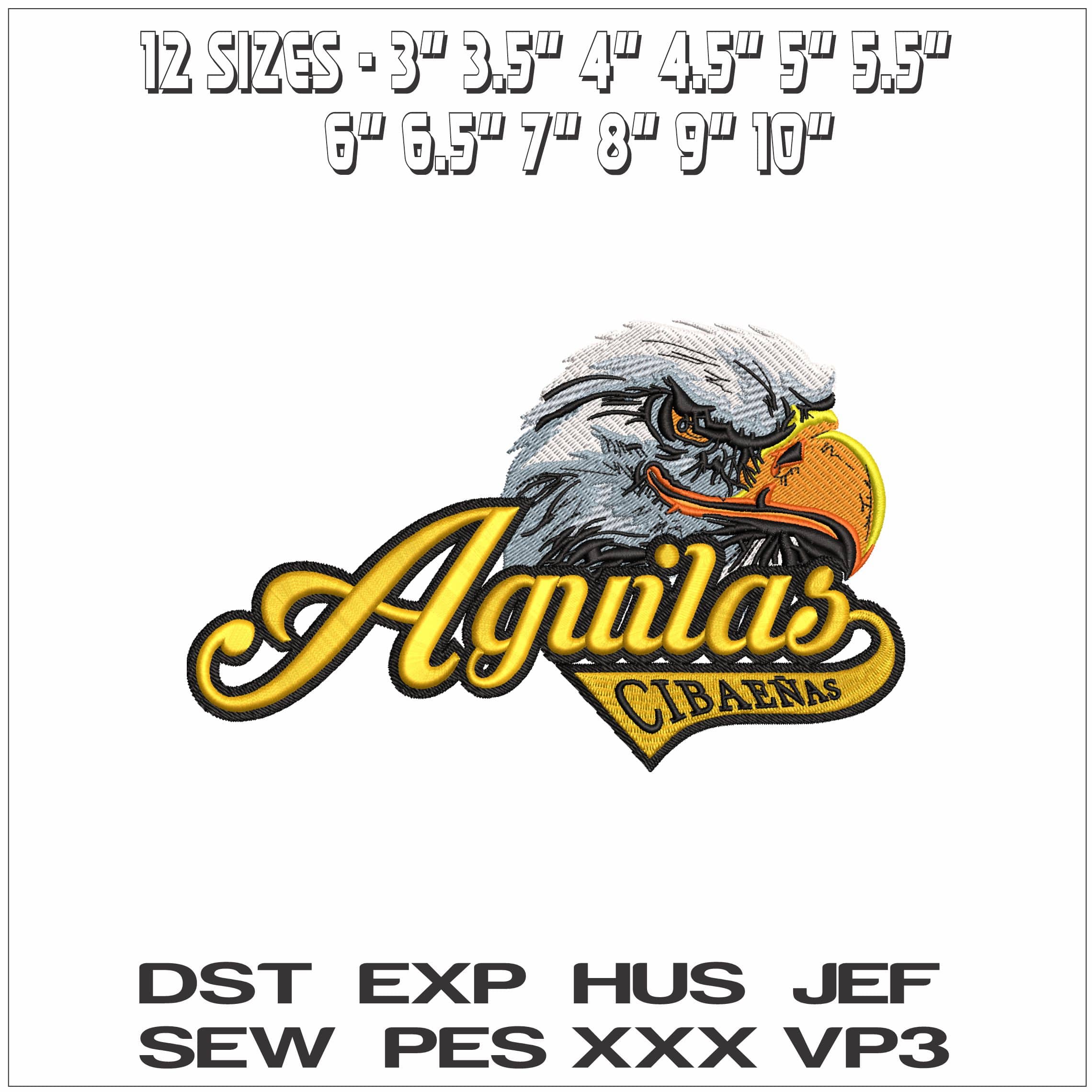 Aguilas Cibaenas Eagles - Elegant embroidery design file - instant download — view 2